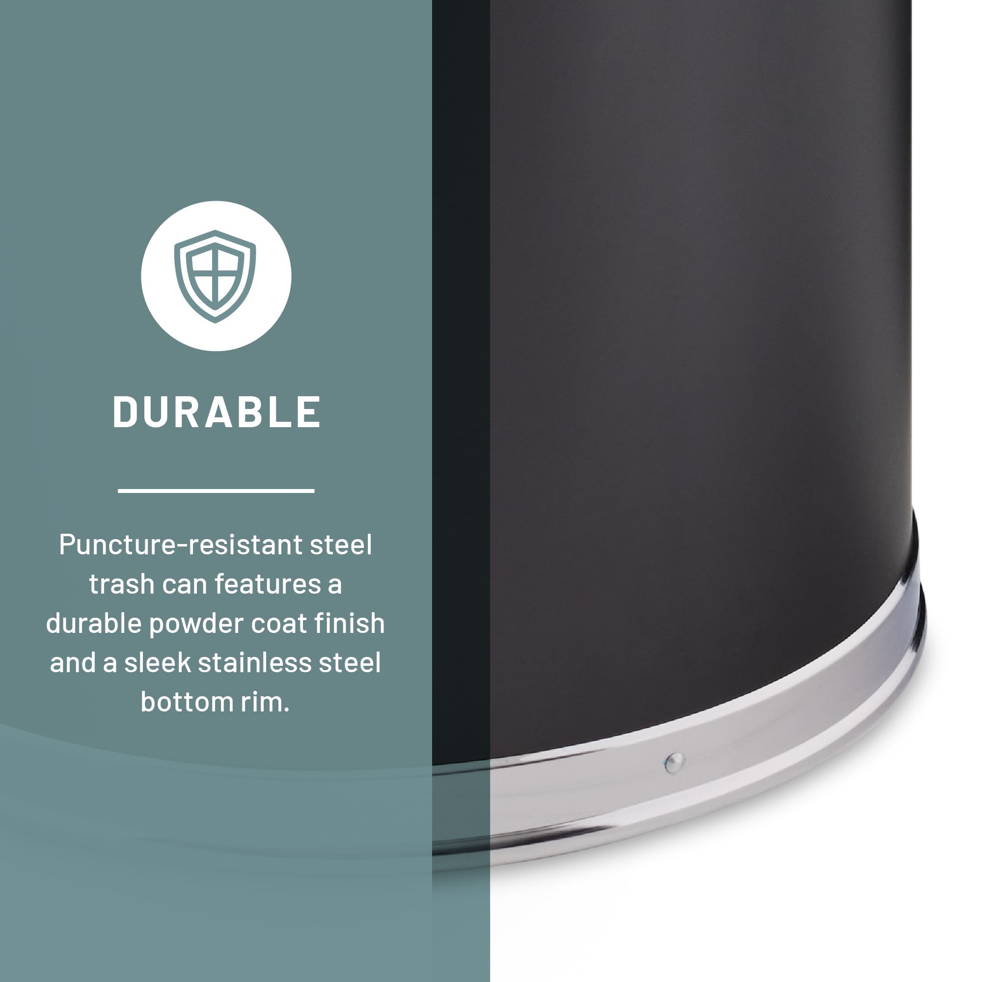 Safco Half Round Receptacle, Space-Saving Trash Can & Recycling Bin With Included Slot, Round & Half-Circle Lids, 15 Gallons