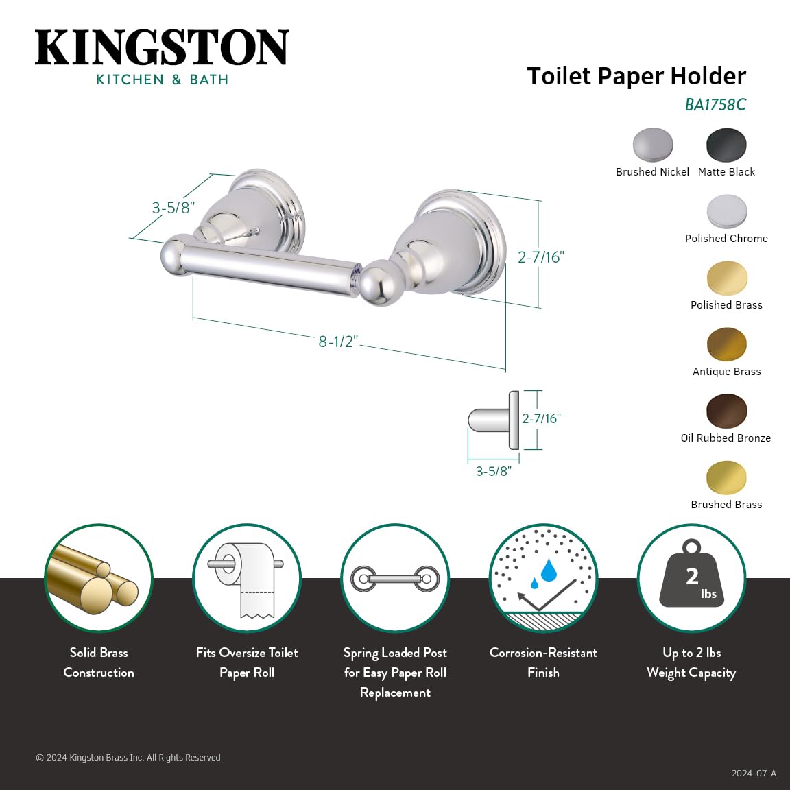 Kingston Brass BA1758PB Heritage Toilet Paper Holder  Polished Brass