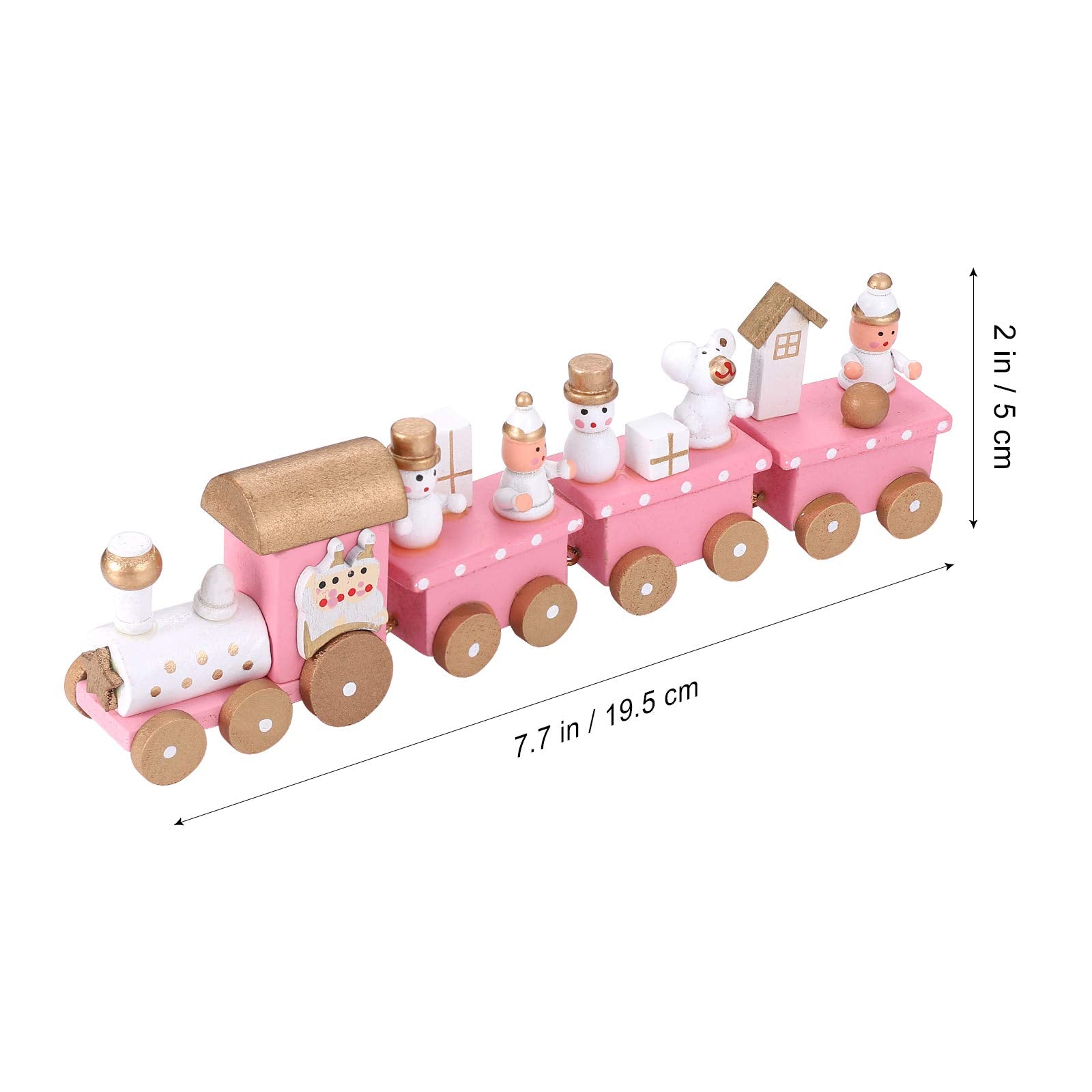 NUOBESTY Winter Wonderland Wooden Mini Train Set for Christmas Party Decorations Under Tree Pink