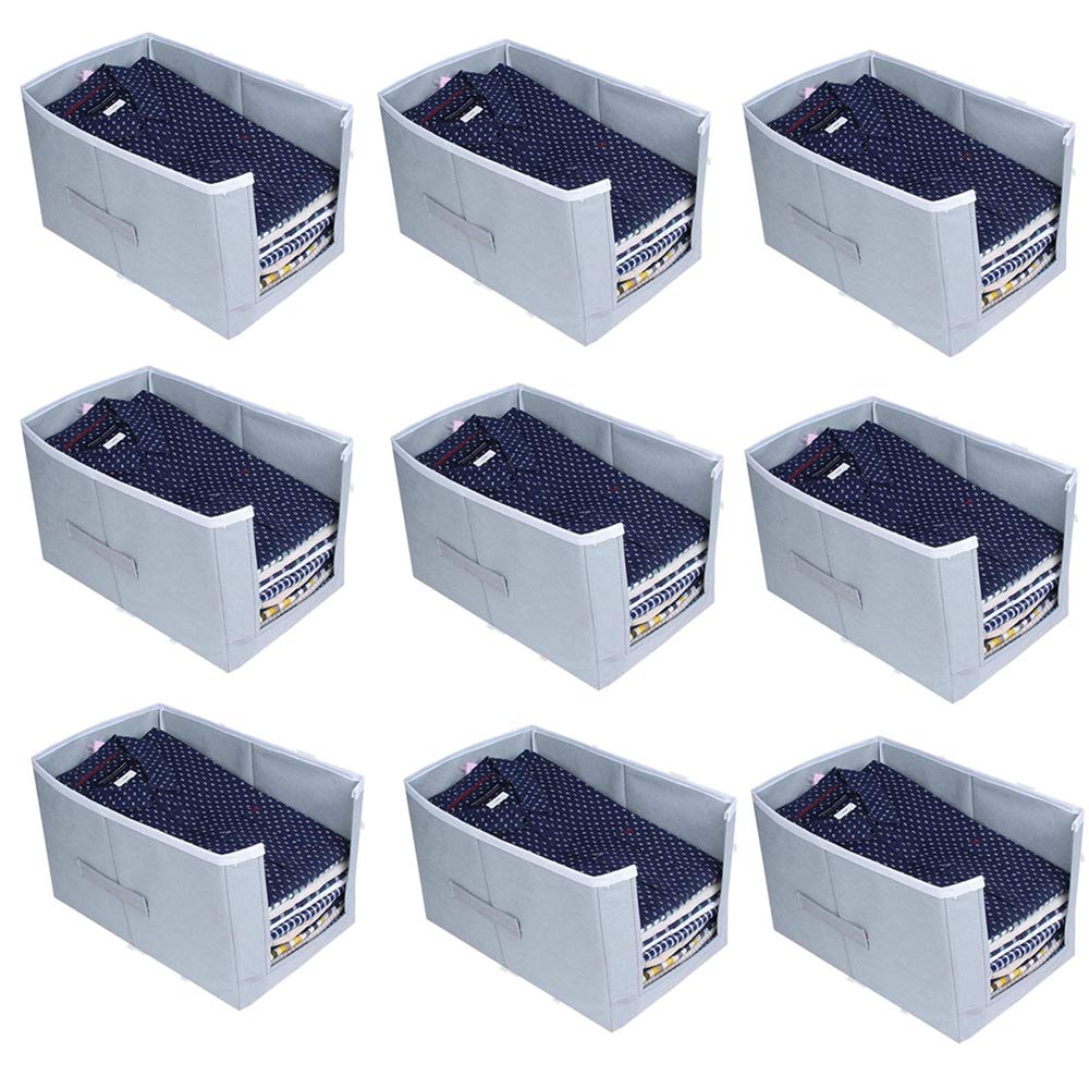 Unicrafts Shirt Stacker Wardrobe Organizer Clothing Organizer Non Woven Pack Of 9 Grey