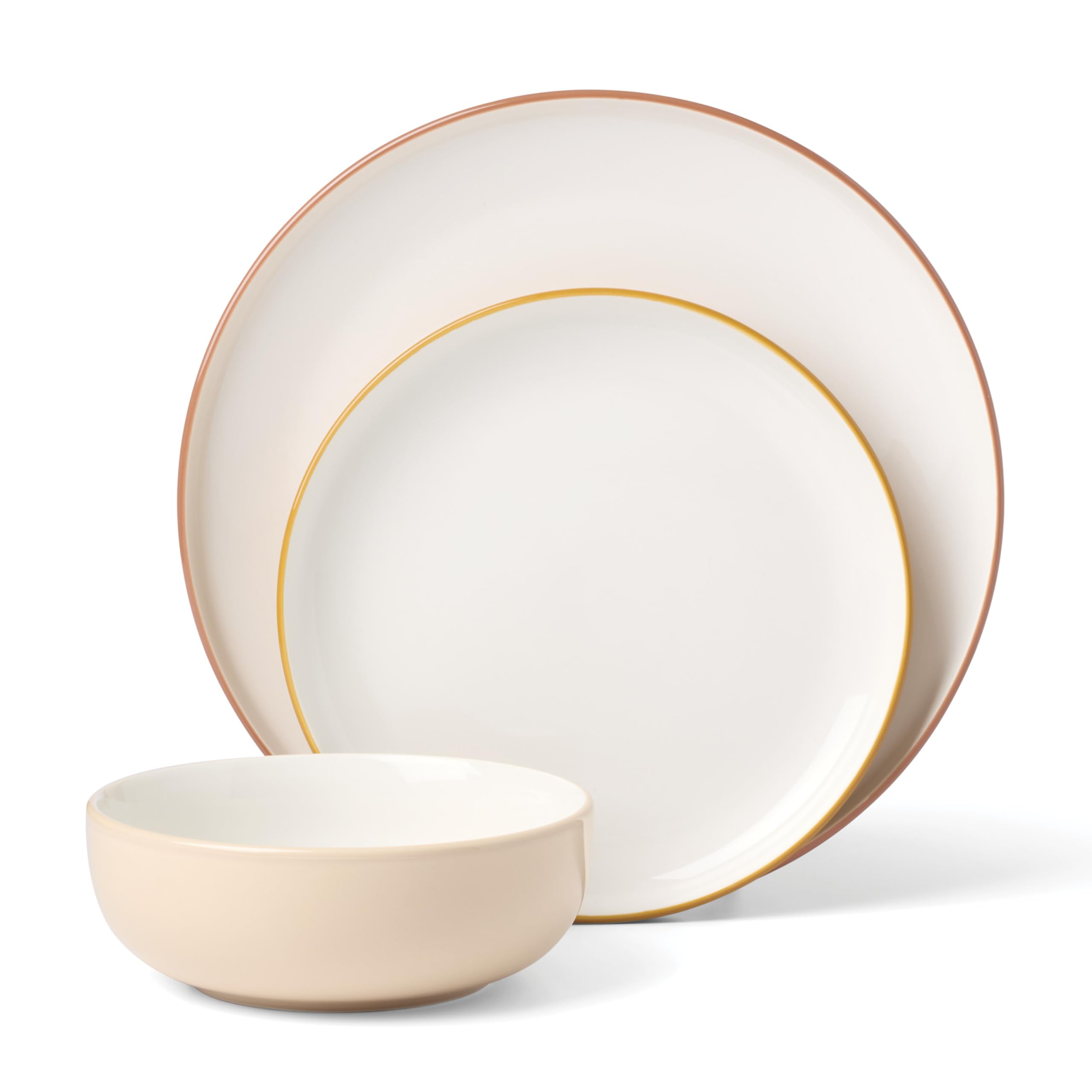 Oneida Dinnerware Set, 24/7 Colors Sunbaked 12-Piece Set, Service For 4, Dishwasher Safe, Microwave Safe, Porcelain, Plates And 