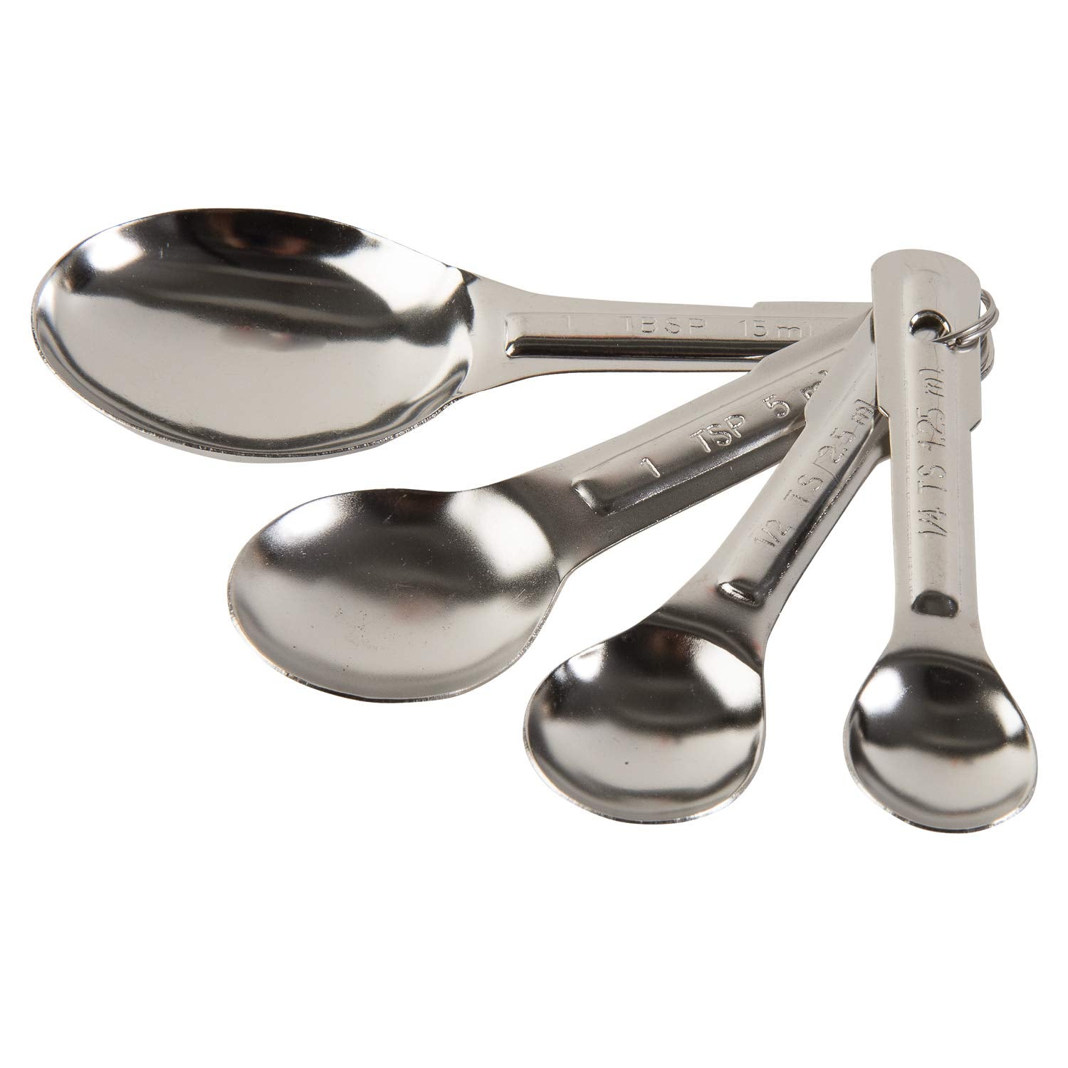 Update International Set Of 4 Stainless Steel Measuring Spoons,Silver/White,12-Inch