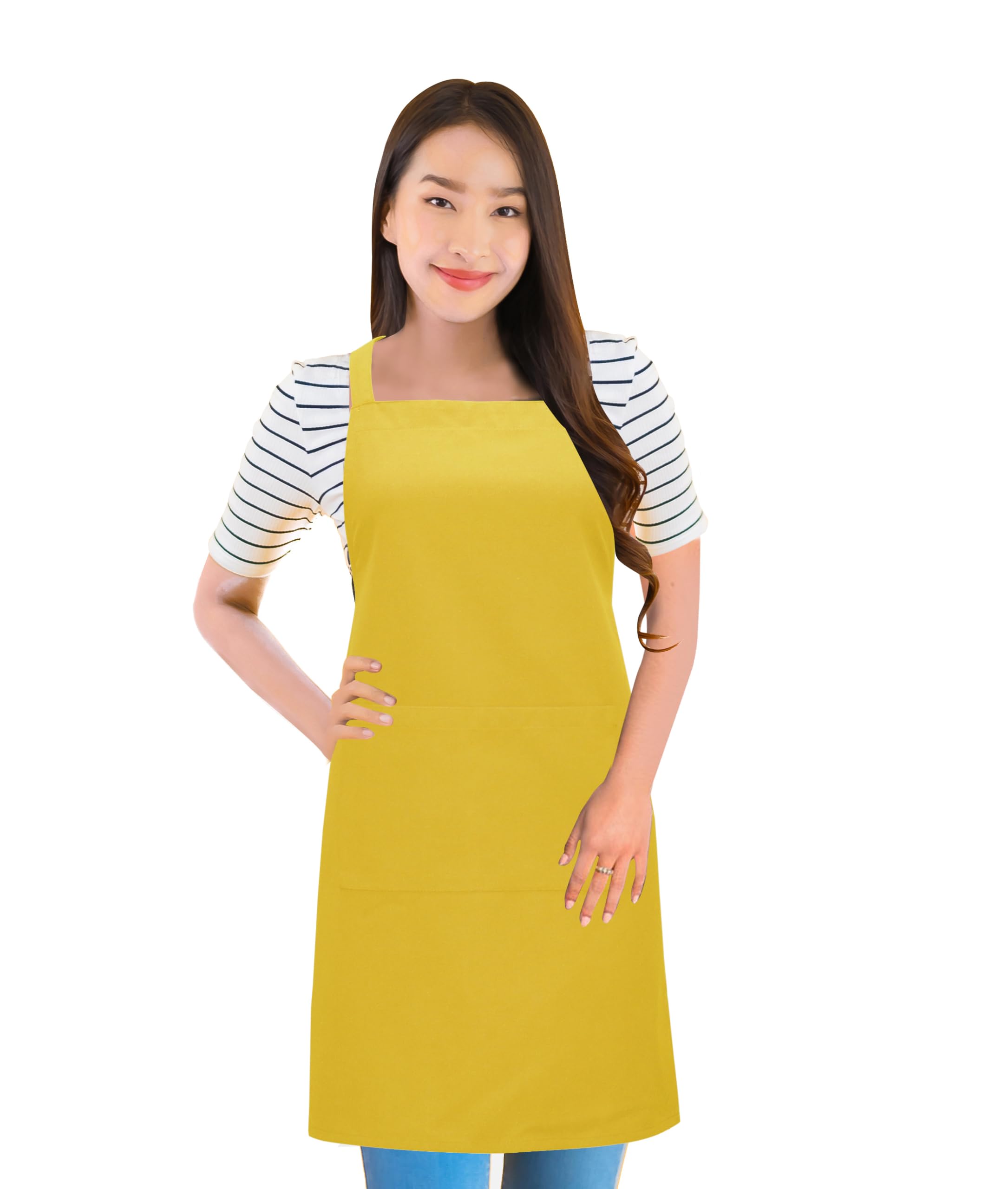 Home Colors.In Plain Cotton Kitchen Apron  Water & Oil Resistant Adjustable Unisex Apron With Pockets  Multipurpose Apron For