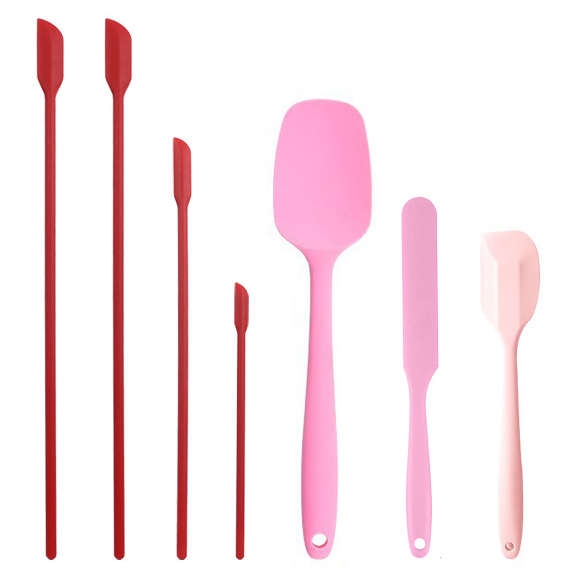 Mini Silicone Spatula Set 7Pcs Small Jar Spatula With Long Handle Makeup Spatula Tool Tiny Scraper For Kitchen And Cosmetic