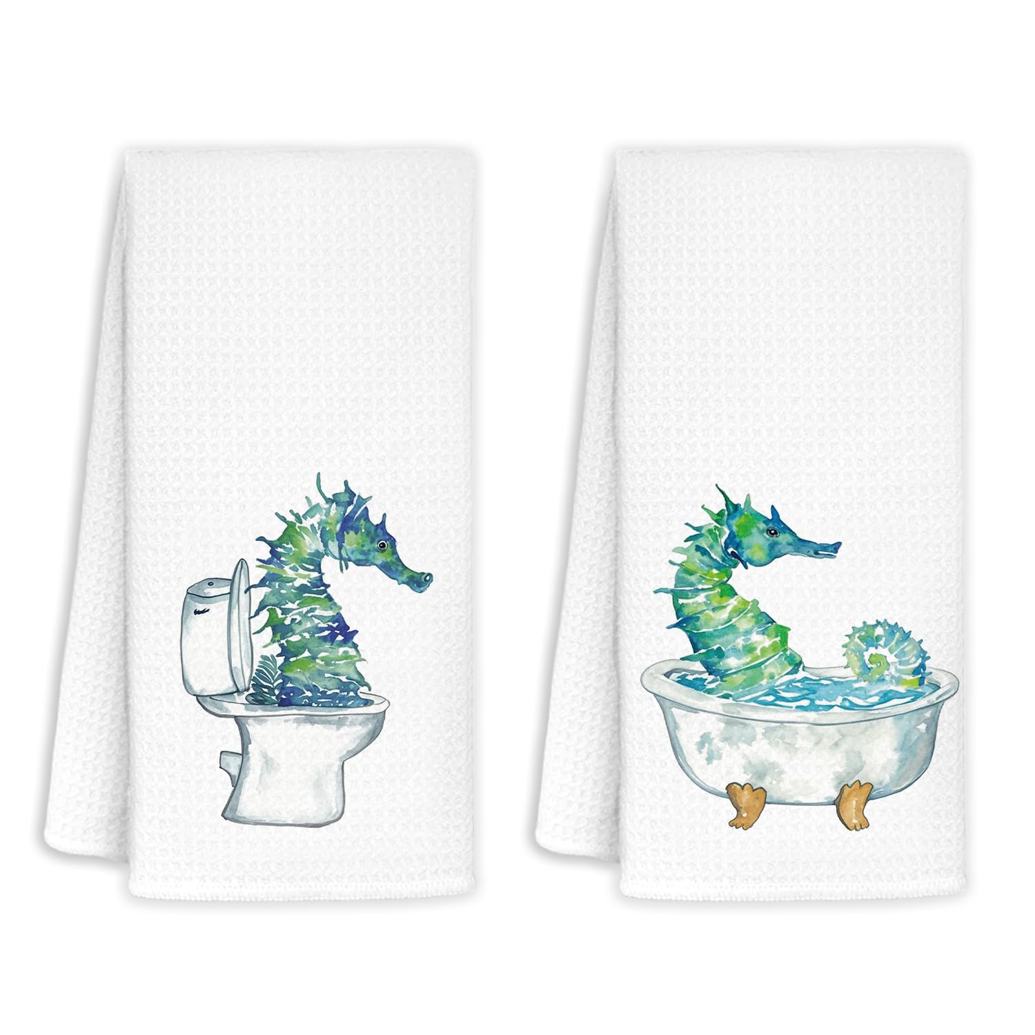 Jvpke Funny Seahorse Decorative Towels for Bathroom, Seahorse Bathroom Hand Towels Decorative Set of 2 - Seahorse Decor, Seahors