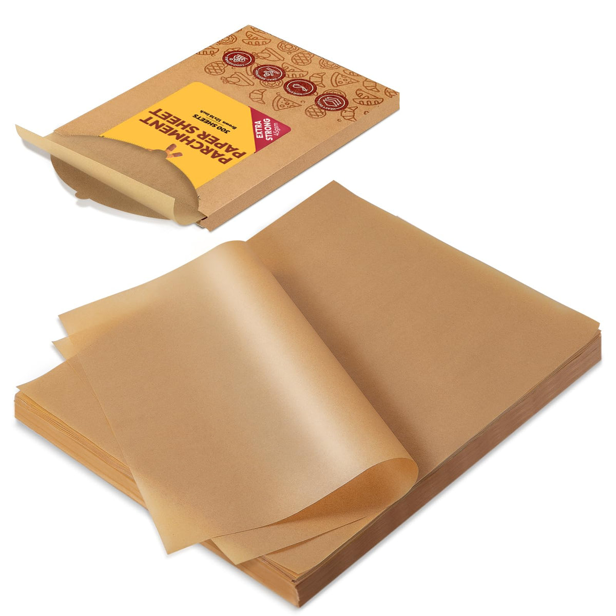 Katbite 300 Sheets 12X16 In Parchment Paper, Heavy Duty Baking Paper, Unbleached Non-Stick Sheets For Air Fryer, Grilling, Steam