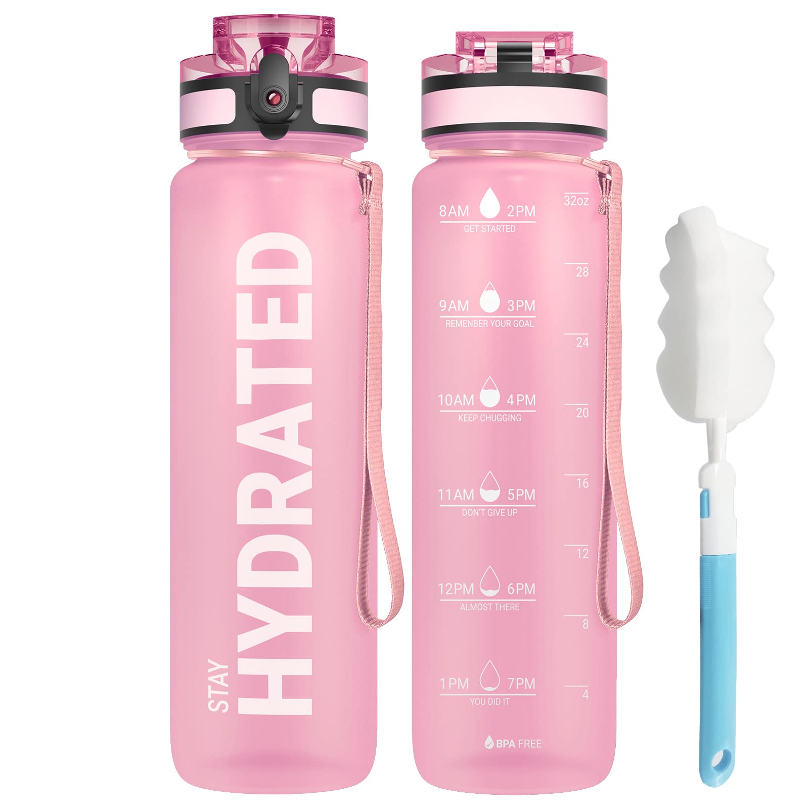 Sahara Sailor Water Bottle 32Oz, Durable And Leakproof Water Bottles Motivational With Time Marker, Tritan, Bpa Free, Wide Mouth