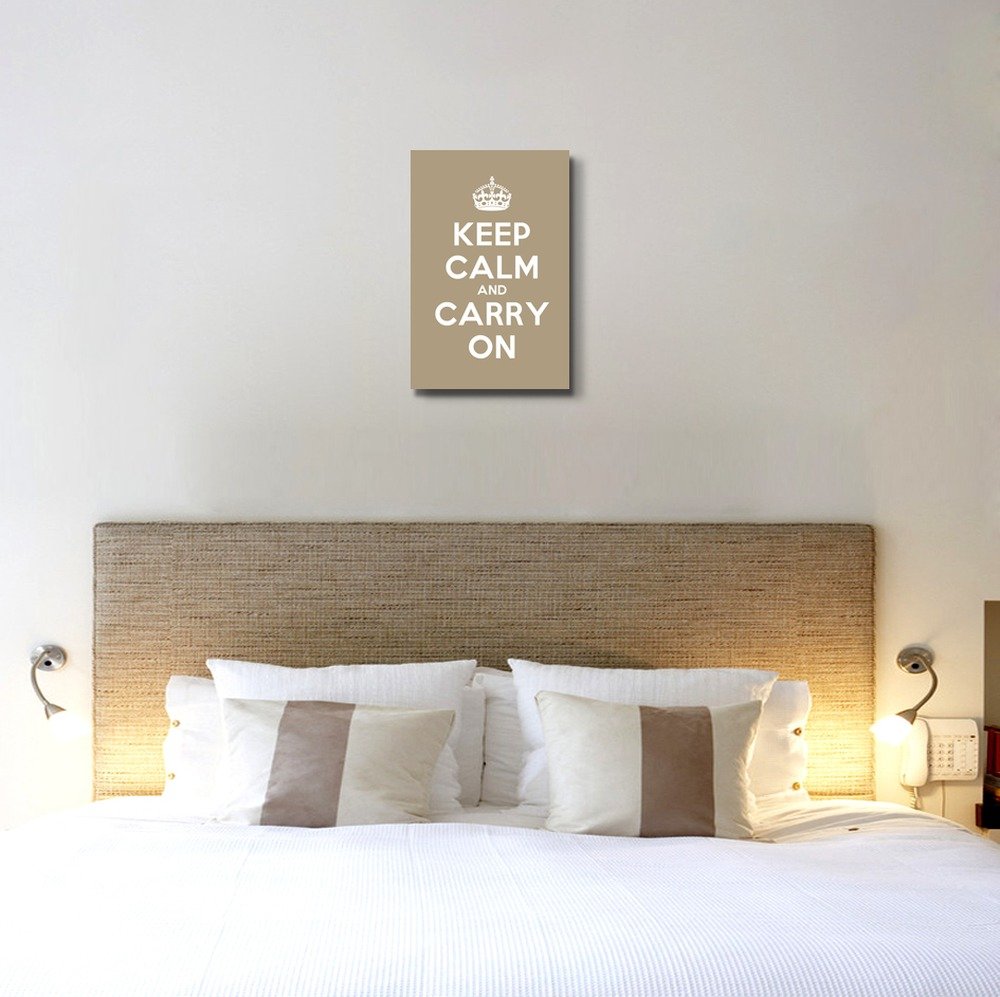 Canvas Wall Art Gallery Wrap Canvas Prints - Keep Calm And Carry On | Stretched Brown Canvas Home Art Ready To Hang - 16'' X 24'