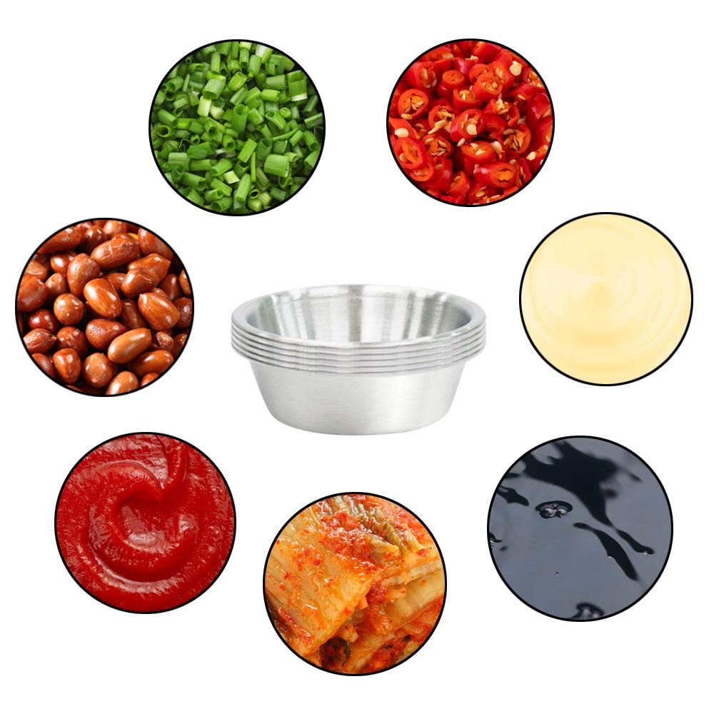 No/A 6Pcs 2.3Oz Stainless Steel Sauce Dish, Seasoning Dishes, Premium Sushi Dipping Bowl Saucers, Metal Ramekins, Mini Appetizer