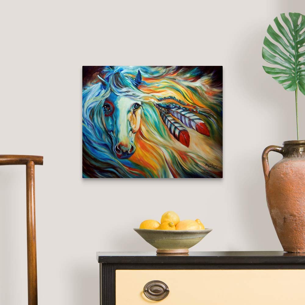 Canvas On Demand Breaking Dawn Indian War Horse Canvas Wall Art Print By Marcia Baldwin, Abstract, Contemporary, Home Decor, Hor