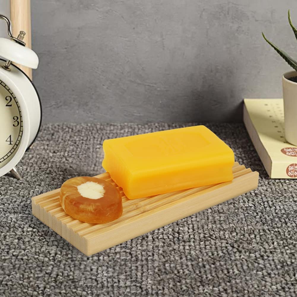 Bamboo Soap Dish Holder - Soap Saver - Natural Bamboo Wood Soap Dish With Drain Tray For Shower Bathroom Bathtub Kitchen Extend