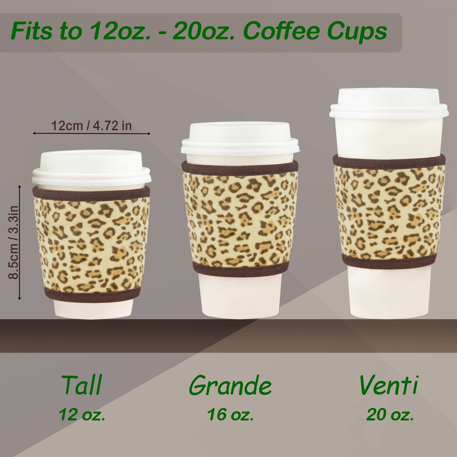 Bagnoregio Soft Plush Velvet Reusable Hot Coffee Sleeve, Heat Resistant Fuzzy Neoprene Insulated Cozy For Iced Drink Cups, 2-Pac