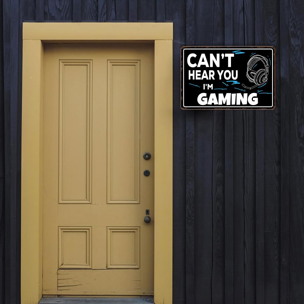 Game Room Sign Gamer Room Wall Decor Can'T Hear You, I'M Gaming Signs Funny Gamer Tin Sign Man Cave Decor For Men Gaming Bedroom