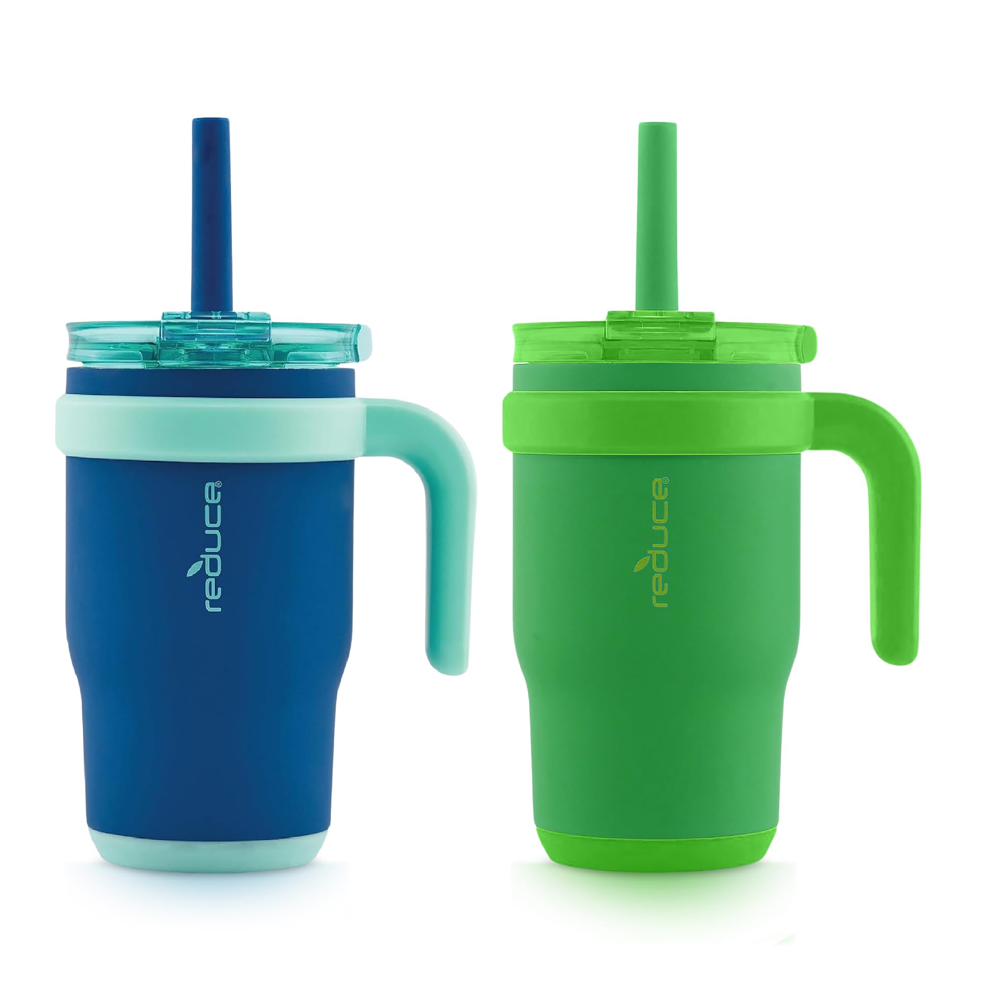 Reduce 14 Oz Coldee Tumbler With Handle For Kids - 2 Pack, Leakproof Insulated Stainless Steel Mug With Lid & Spill-Proof Straw,