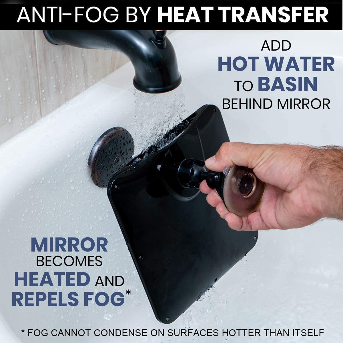 MIRRORVANA Fogless Shower Mirror for Shaving with Razor Holder and Dual Anti Fog Design - Upgraded 360