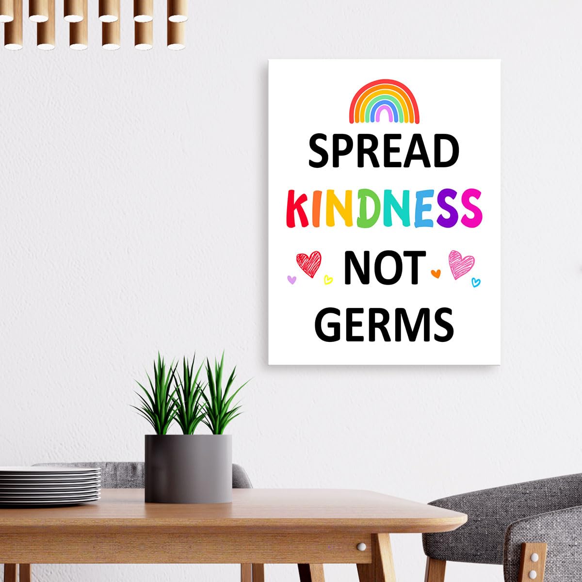 Listngbo Mental Health Canvas Wall Art,Spread Kindness Not Germs Health Clinic Motivational Quote Painting Prints Poster Ready T