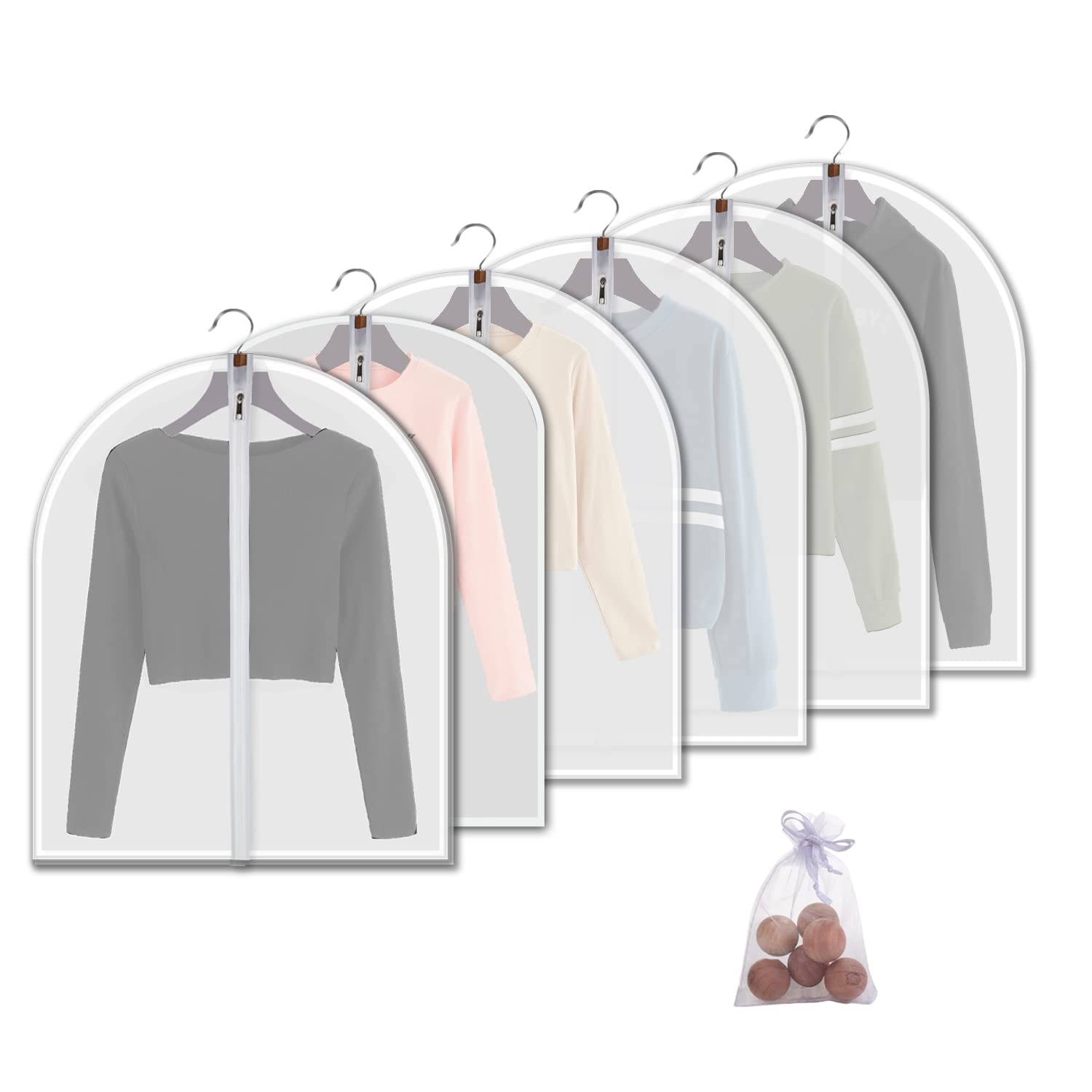 Plastic Garment Bags Clothing Storage Bags Hanging For Closet Storage Cloth Bags With Zipper For Suit,Dress, Coat Travel Closet