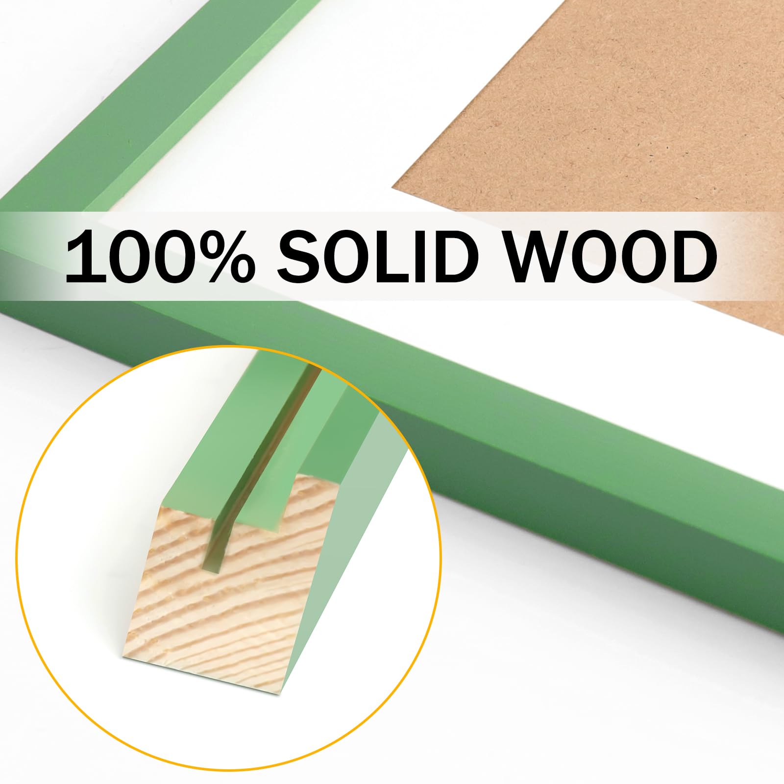 8x8 Green Picture Frames Square Nature Solid Wood 4 Pack for Wall Mounting and Tabletop Display