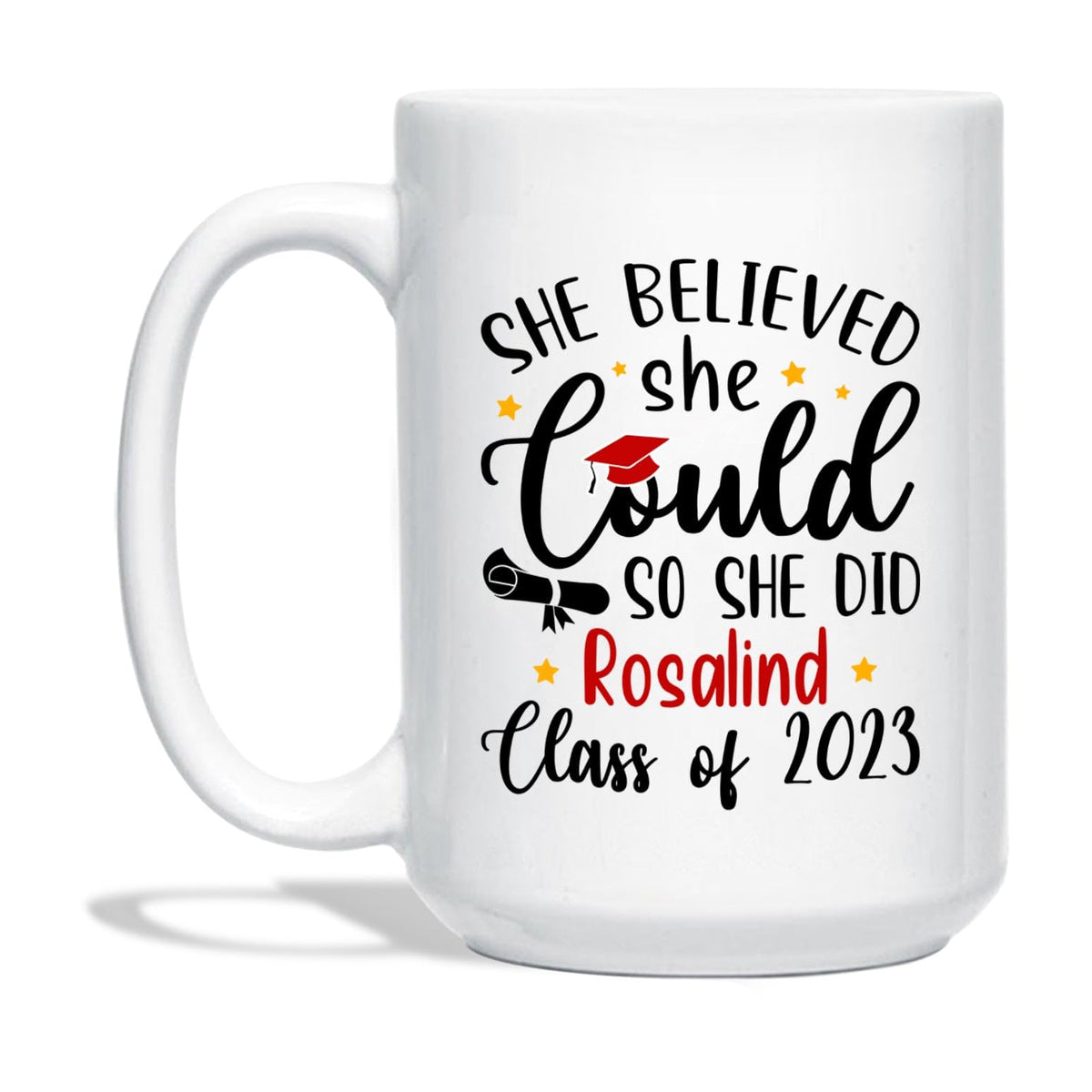 Ezaro She Believed She Could So She Did Pottery Mug, Personalized Grad Coffee Mug for Women Daughter Sister Friend, Women's Insp