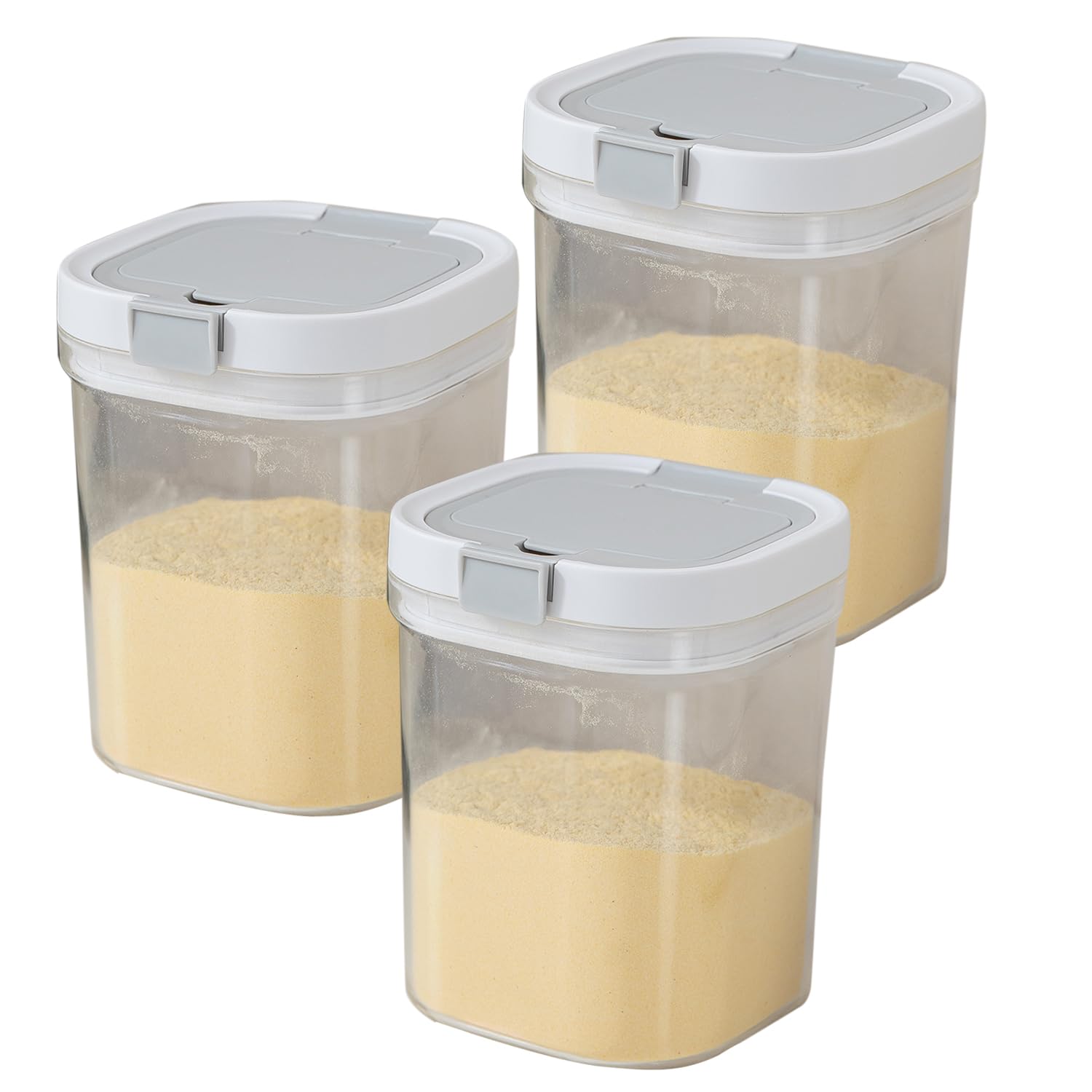 Hokipo 1300Ml Double Lid Sealed Airtight Plastic Container With Spoon  Transparent Kitchen Storage Jars With Lids | FoodGrade 