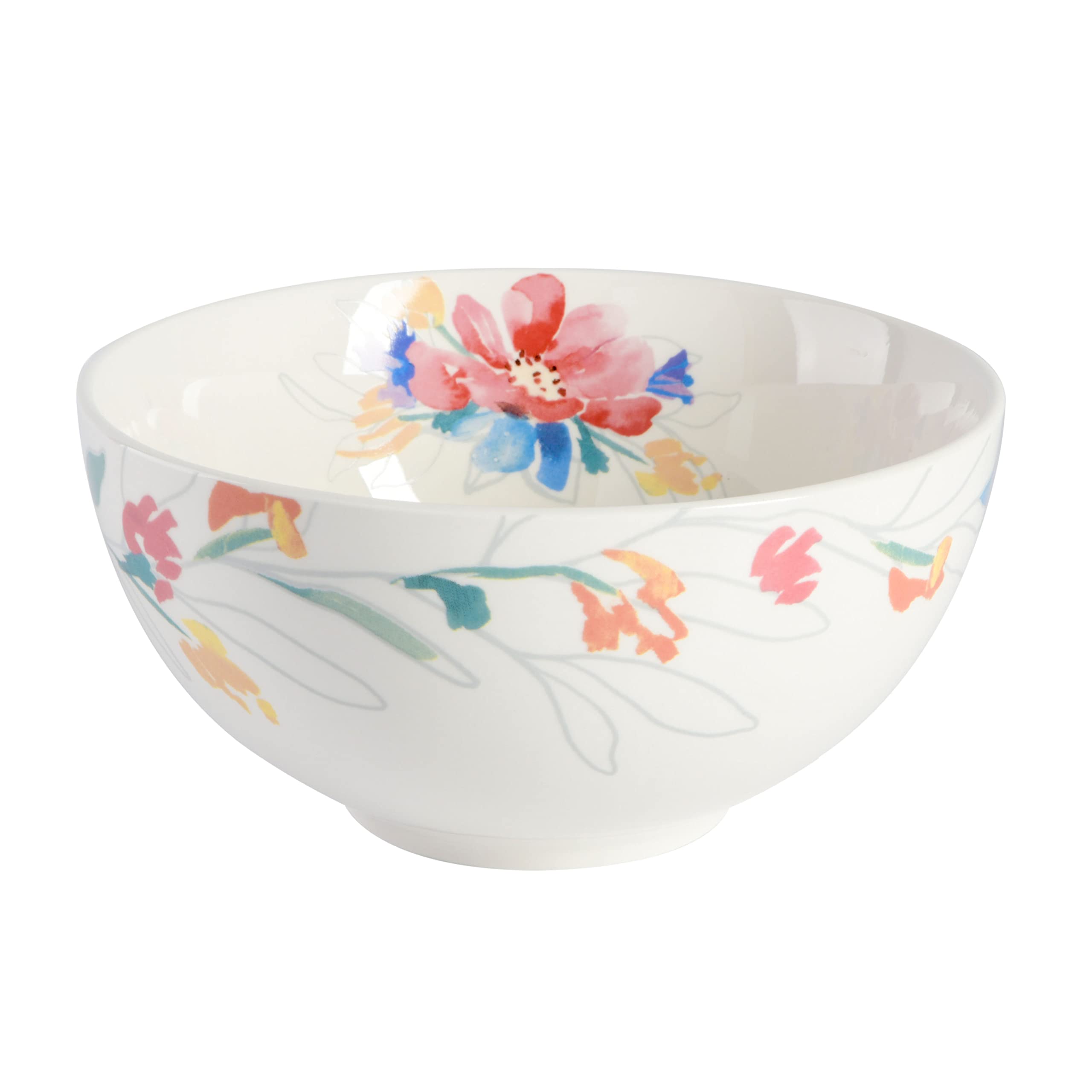 Spice by Tia Mowry Goji Blossom Decorated Porcelain Chip and Scratch Resistant Dinnerware Set, Blue, 12-Piece