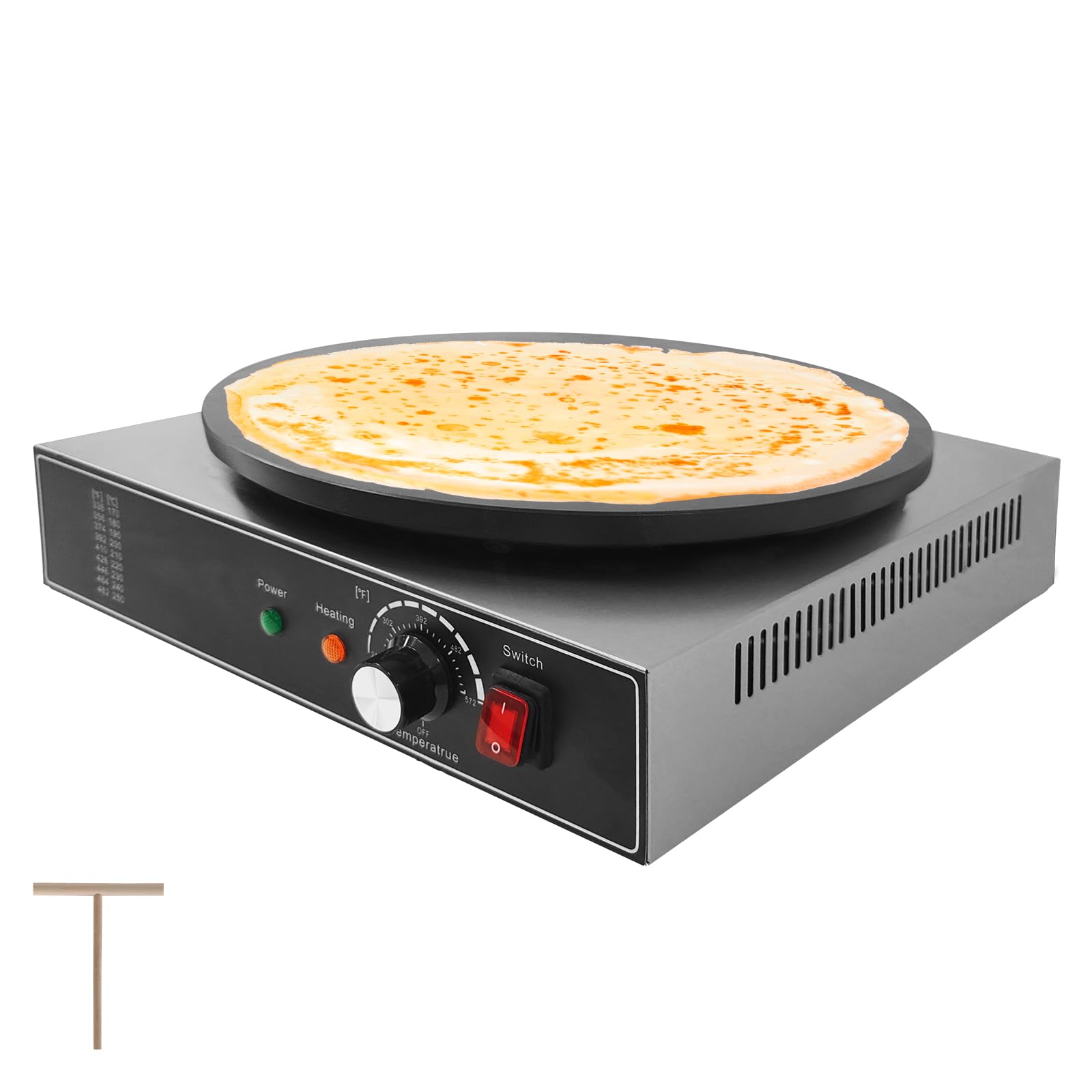 Garvee Electric Crepe Maker,1700 w 110 v Flat Plate Crepe Griddle with Temp Control,Non-Stick Commercial Crepe Machine for Home 
