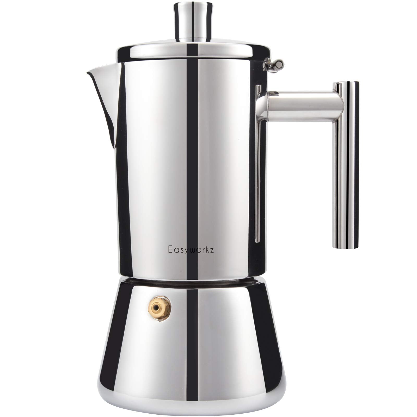 Easyworkz Diego Stovetop Espresso Maker Stainless Steel Italian Coffee Machine Maker 12Cup 17.5 Oz Induction Moka Pot