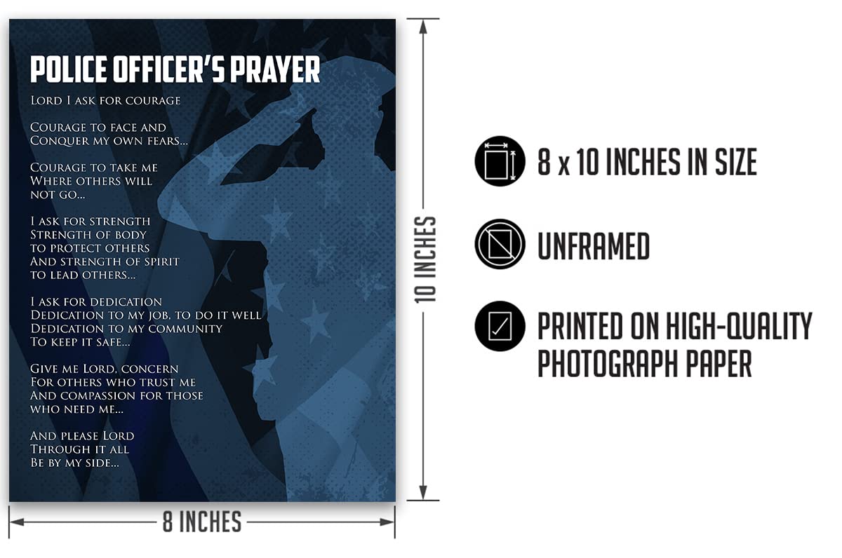 Police Prayer Wall Art - Law Enforcement Prints - Police Officer Gifts - Police Academy Graduation - Police Officer Wall Decor -