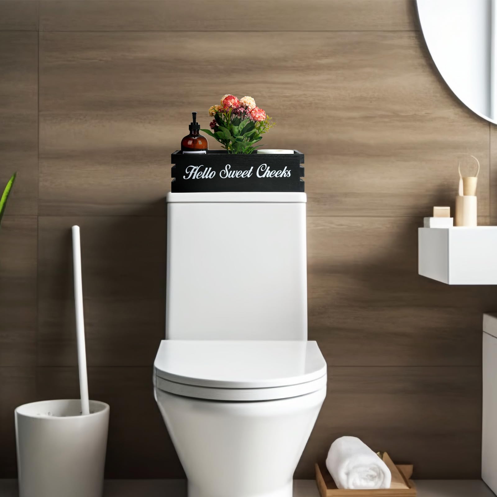 Voowo Hello Sweet Cheeks Bathroom Decor Box, Nice Butt Bathroom Decor Box, Funny Toilet Paper Holder Wooden Toilet Paper Box For