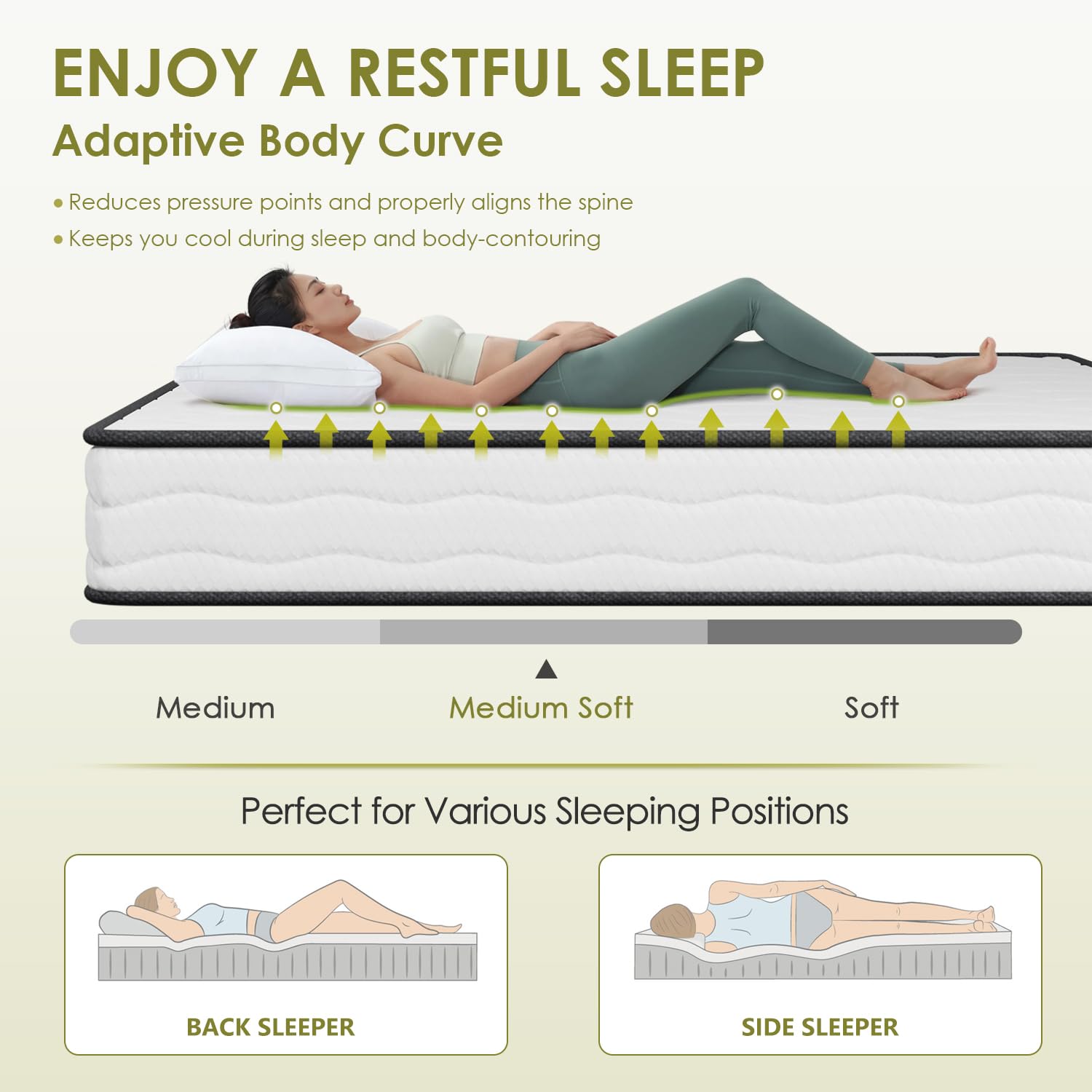 Paylesshere 8 Inch Mattress Medium Firm Spring Mattress Cool Sleep Pressure Relief Fiberglass Free Twin Size Mattress In A Box C