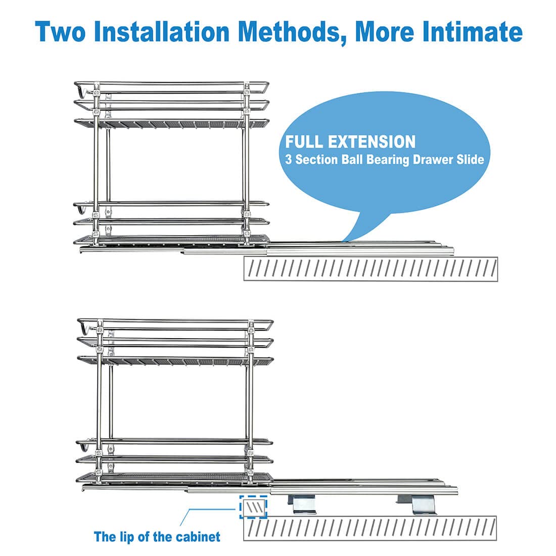 Ocg 2 Tier Pull Out Spice Rack Organizer(6.3'' W X 10'' D X 9'' H) For Cabinet, Slide Out Seasoning Organizer Fits Spices, Sauce