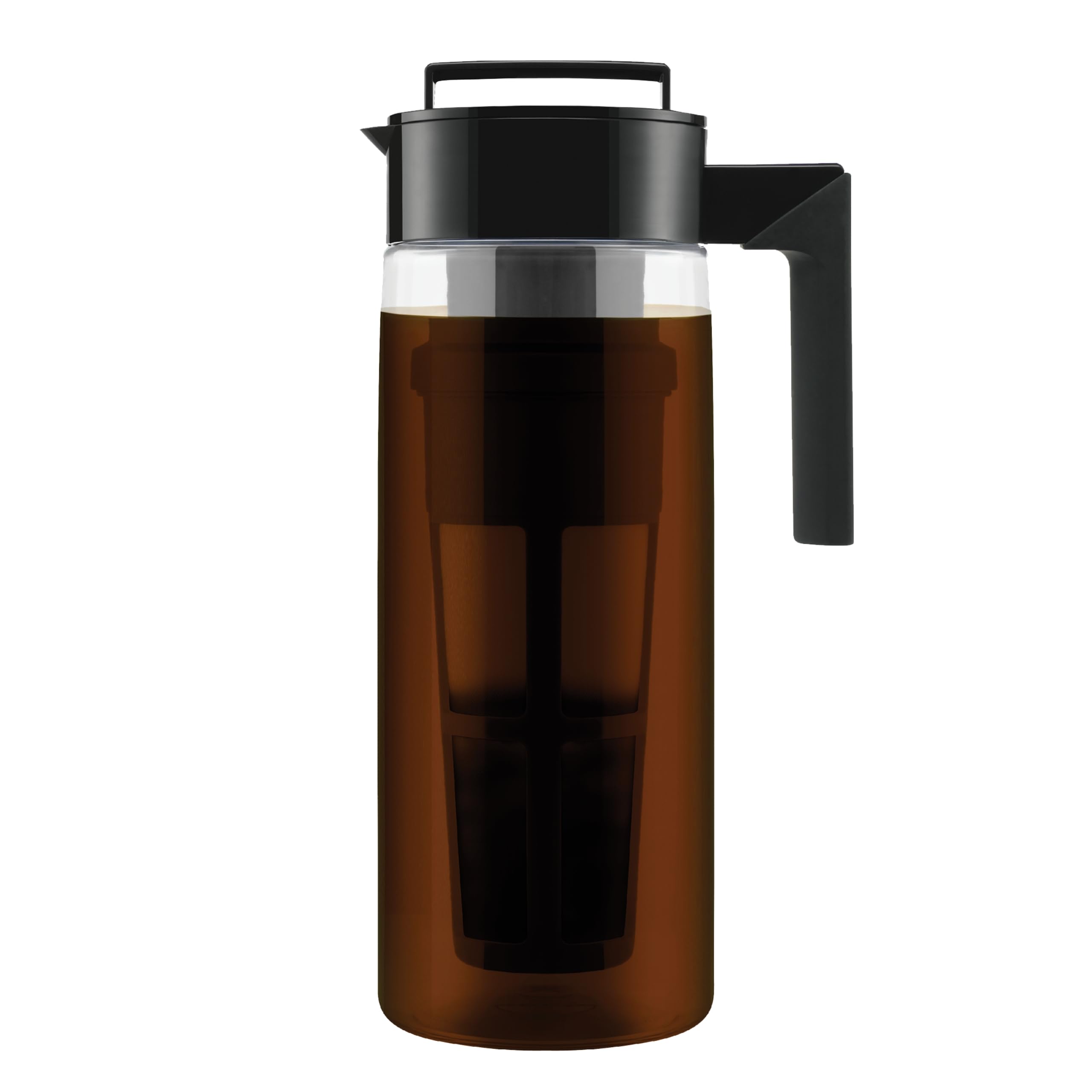 Takeya Patented Deluxe Cold Brew Coffee Maker With Black Lid Airtight Pitcher, 2 Quart, Black