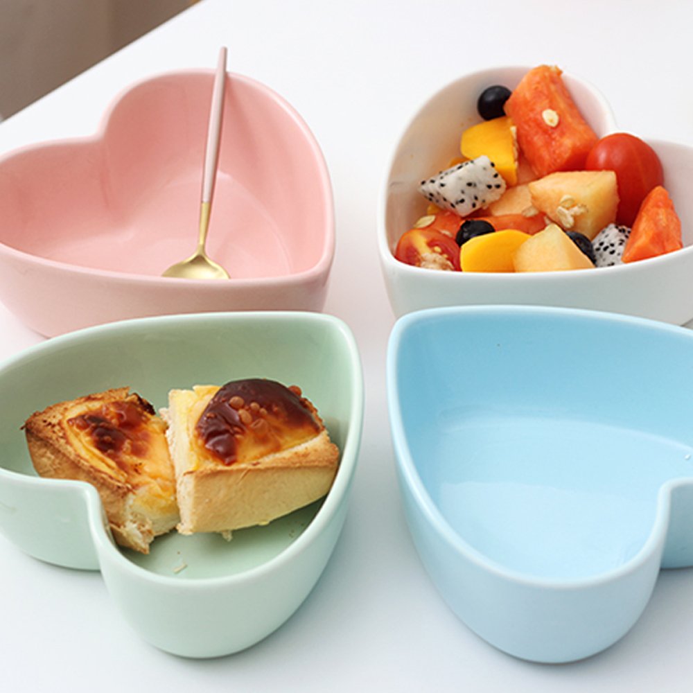 WAIT FLY Heart-shaped Bowls for Salad Soup Snack Dessert Best Kitchen Household Cooking Gifts for Home Kitchen  Pink/Blue/White/Green