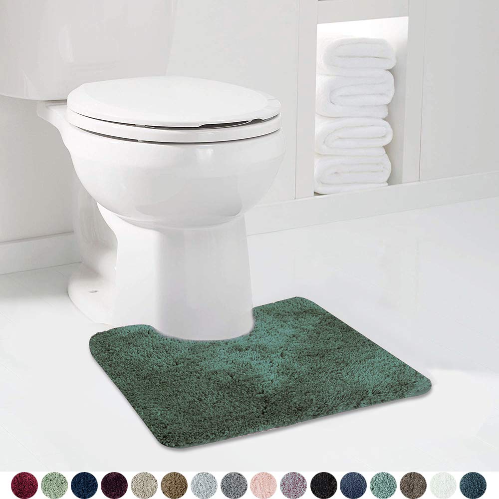Walensee Bath Rug Set (Hunter Green), 20X32+20X24 Contour Rug, Shaggy 2Pc, Absorbent, Non-Slip, Machine Washable, Bathroom