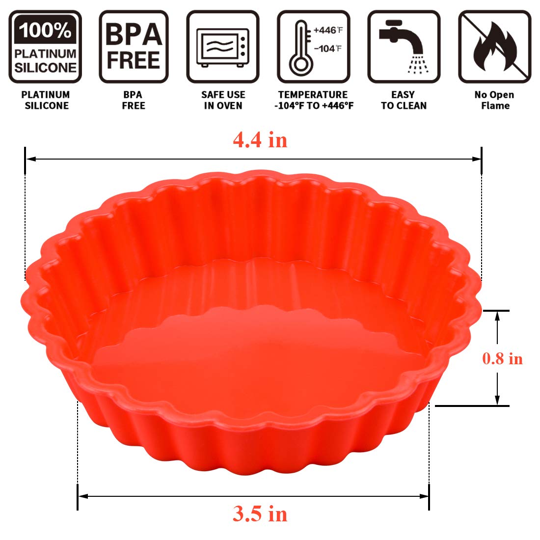 Funbaky Silicone Quiche Pan, Mini Pie Pan Non-Stick Round Silicone Baking Molds 10 Packs