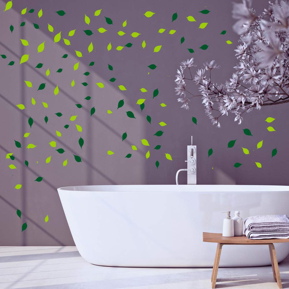 Leaves Wall Decal For Tree Wall Decor Room Decoration (Dark Green And Light Green)