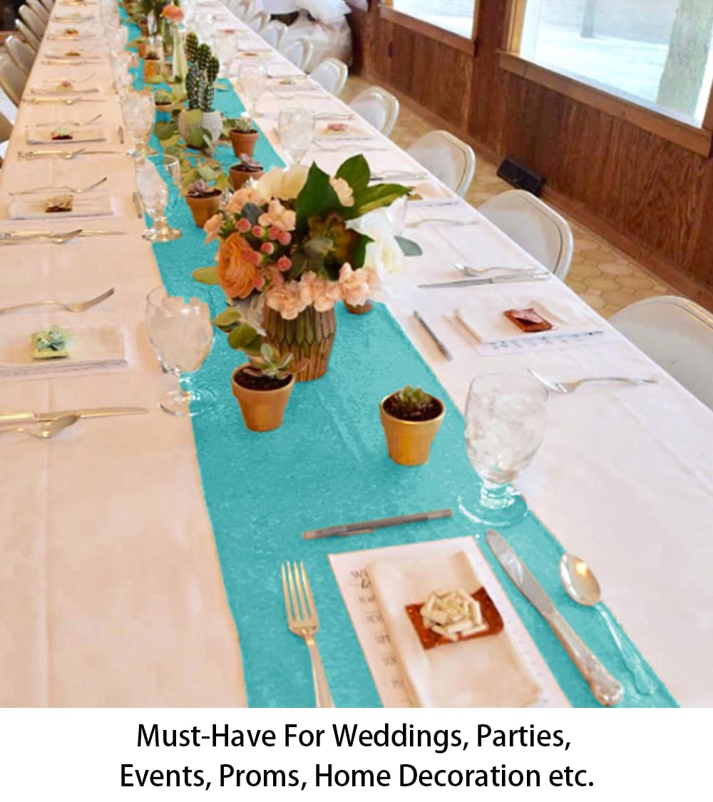 ShinyBeauty 12x72-Inch Rectangle-Mint Green-Sequin Table Runner- for Wedding/Party/Decor (12x72-Inch) (Mint Green)