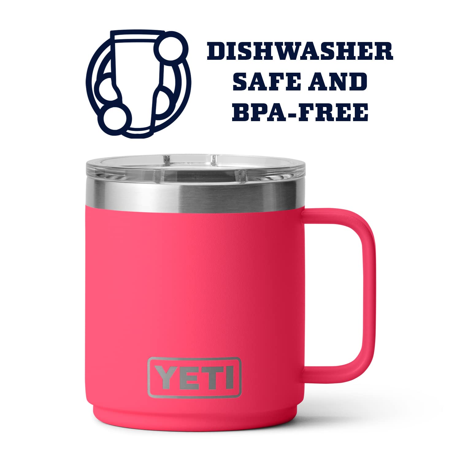 Yeti Rambler 10 Oz Stackable Mug, Vacuum Insulated, Stainless Steel With Magslider Lid, Bimini Pink