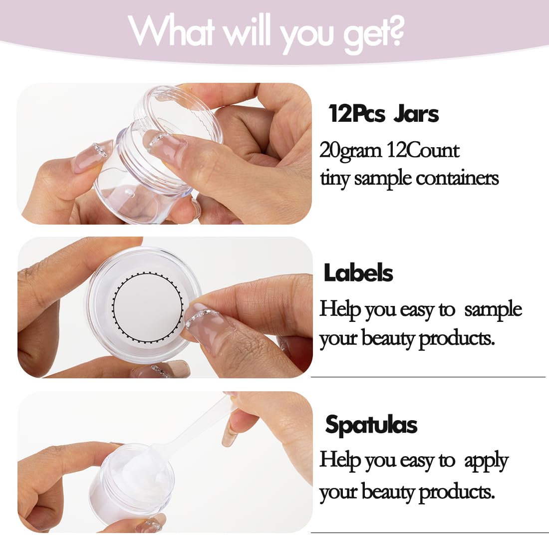 20 Grams Small Plastic Jars With Lids, 12 Pack Travel Cosmetic Containers, Empty Sample Jars With Lids, Slime Containers With Li