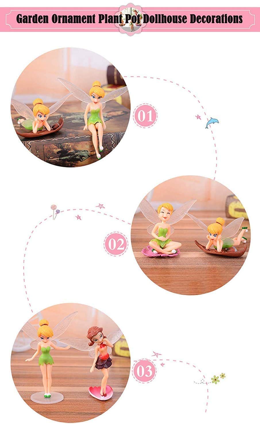 Chocozone 6PCS/Set Miniature Fairy Princess Garden Decor Home Decoration Mini Landscape Dolls for Girls