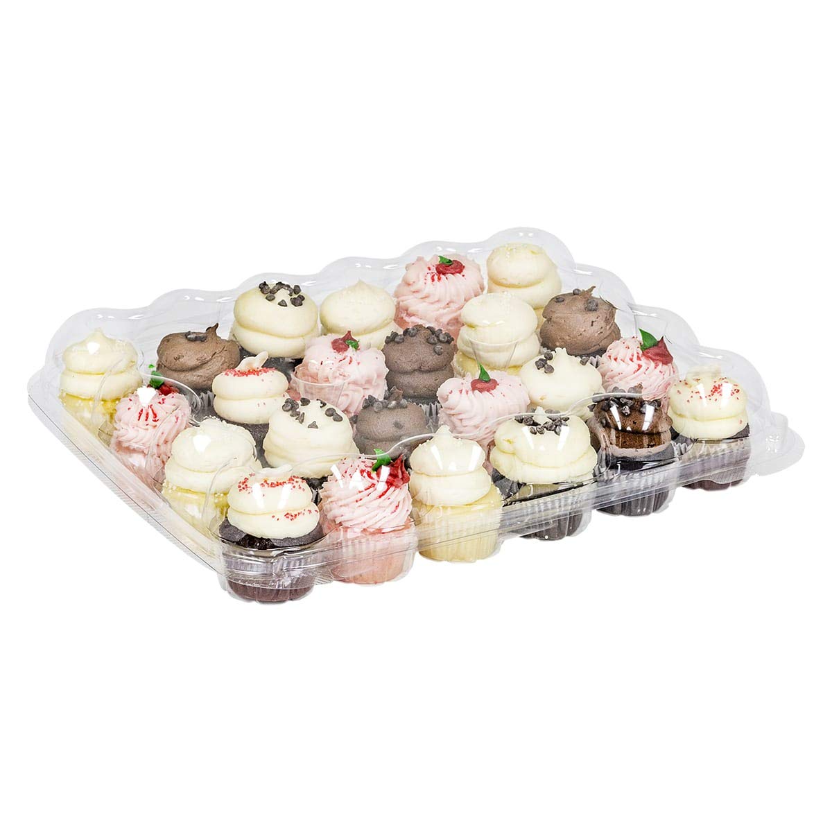 5 Cupcake Containers Plastic Disposable | Clear Mini Cupcake Boxes 24 Compartment Cupcake Holders Disposable Cupcake Carrier | 2