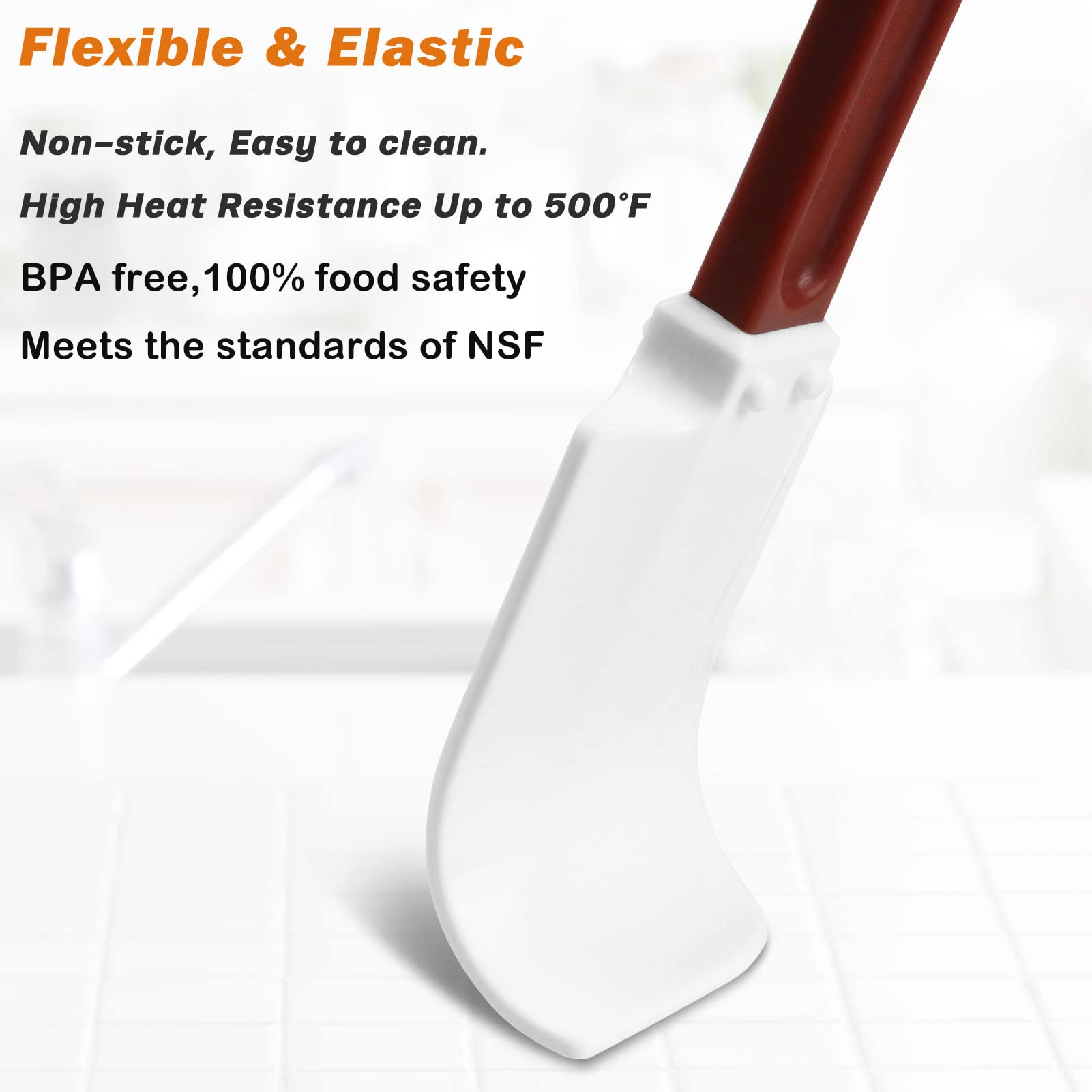 High-Temp Silicone Spatulas, 10'' Commercial Spatula 500F Heat-Resistant Non-Stick Silicone Scraper, Set Of 2 (10-Inch, Nsf)