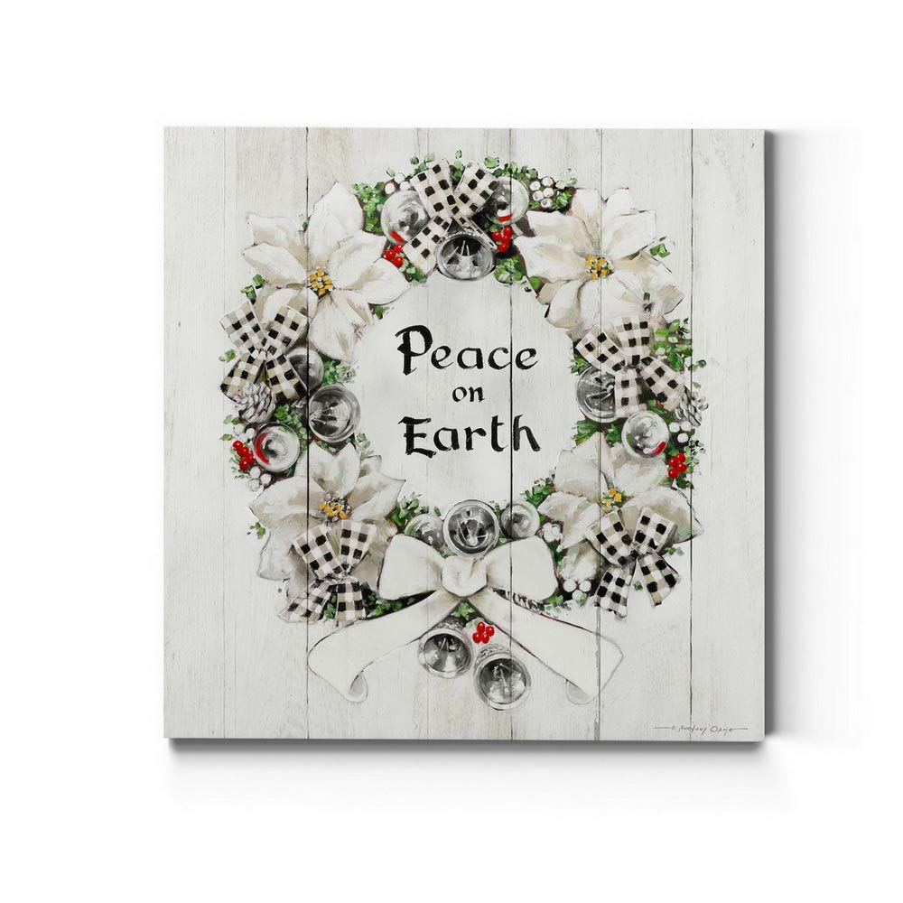 Renditions Gallery Peace On Earth Wreath Wall Art, Charming Christmas  Winter Artwork, Festive Bells  Bows, Premium Gallery Wrap