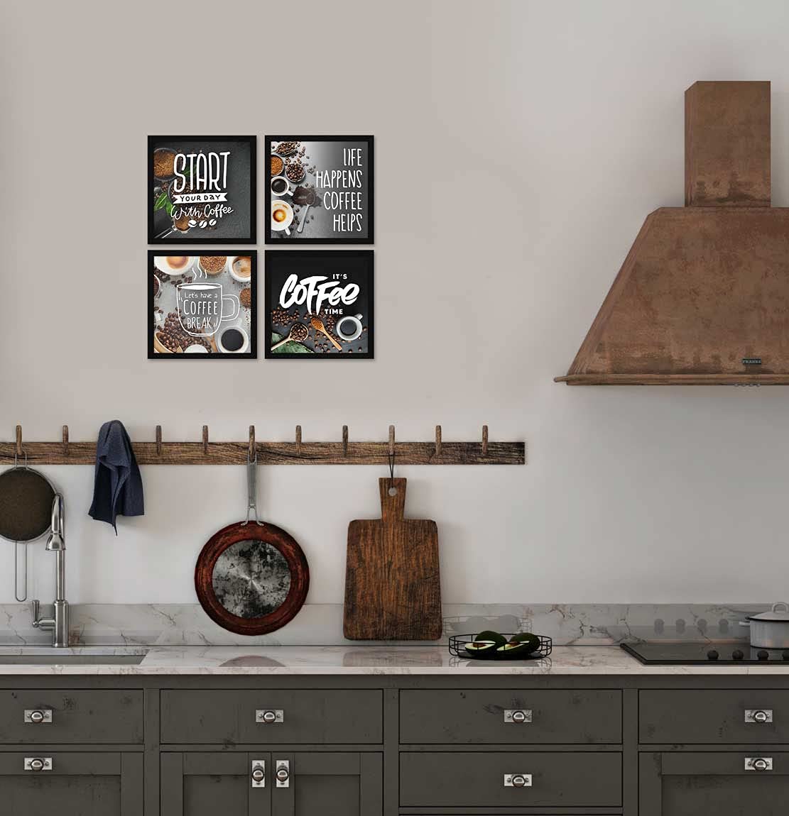 ArtX Kitchen Food Coffee Spices Motivational Funny Quotes Wall Art Painting, Framed Posters, 20 X 20 inches, 10.0 X 10.0 inches