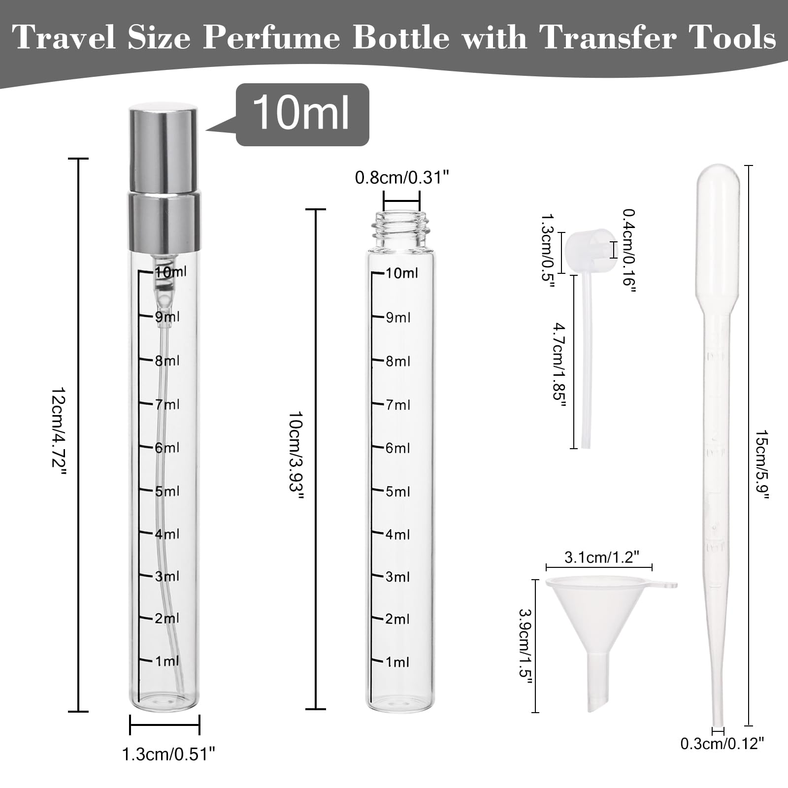 Beomeen 24Pcs 10Ml Clear Glass Perfume Travel Refillable Spray Bottles, Mini Perfume Bottle Empty, Portable Cologne Atomizer Spr