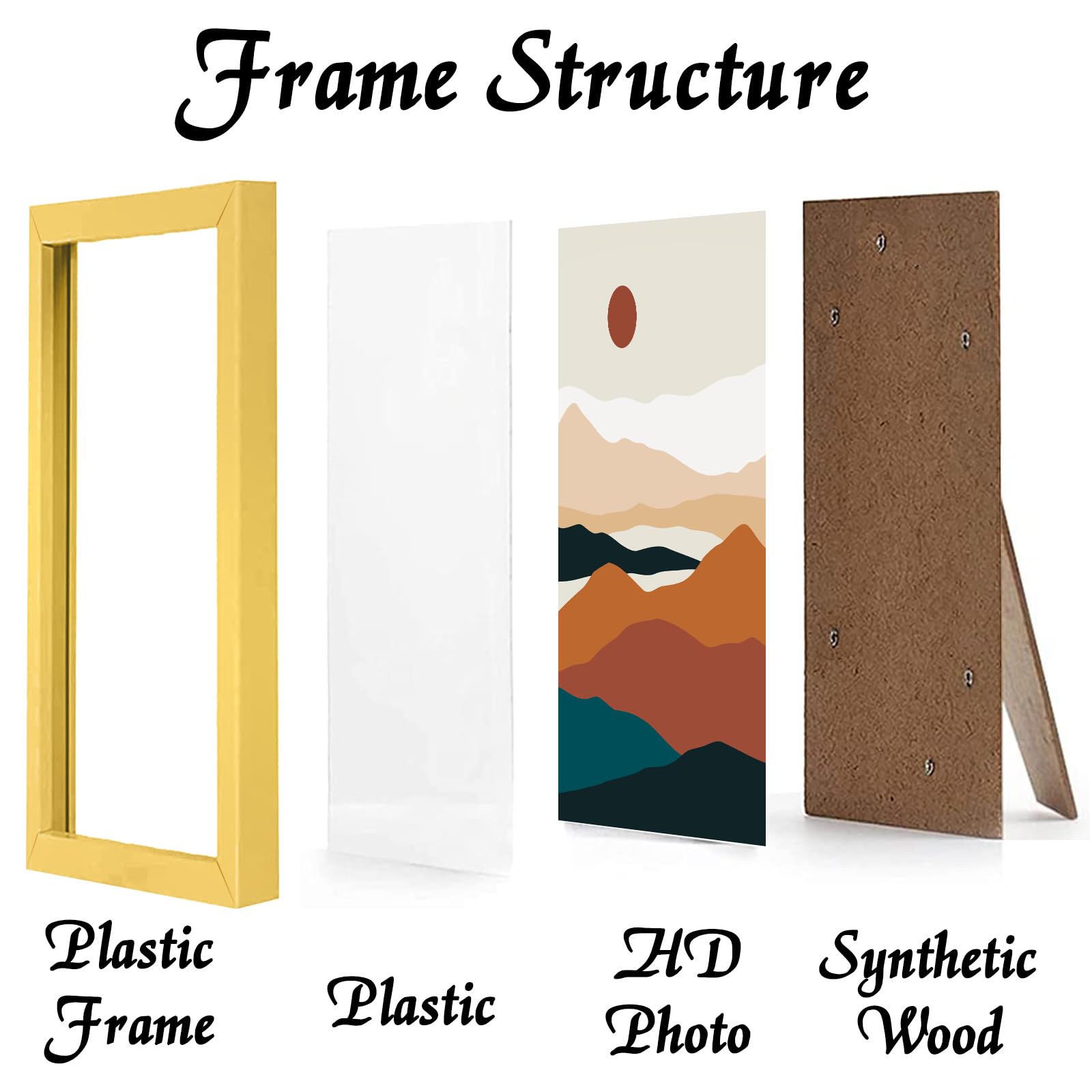 ijuerybai Gold 8x12 Picture Frame Set of 3, High Transparent Frame for 8 By 12 Photo Collage Canvas Poster Size Wall Mount and T