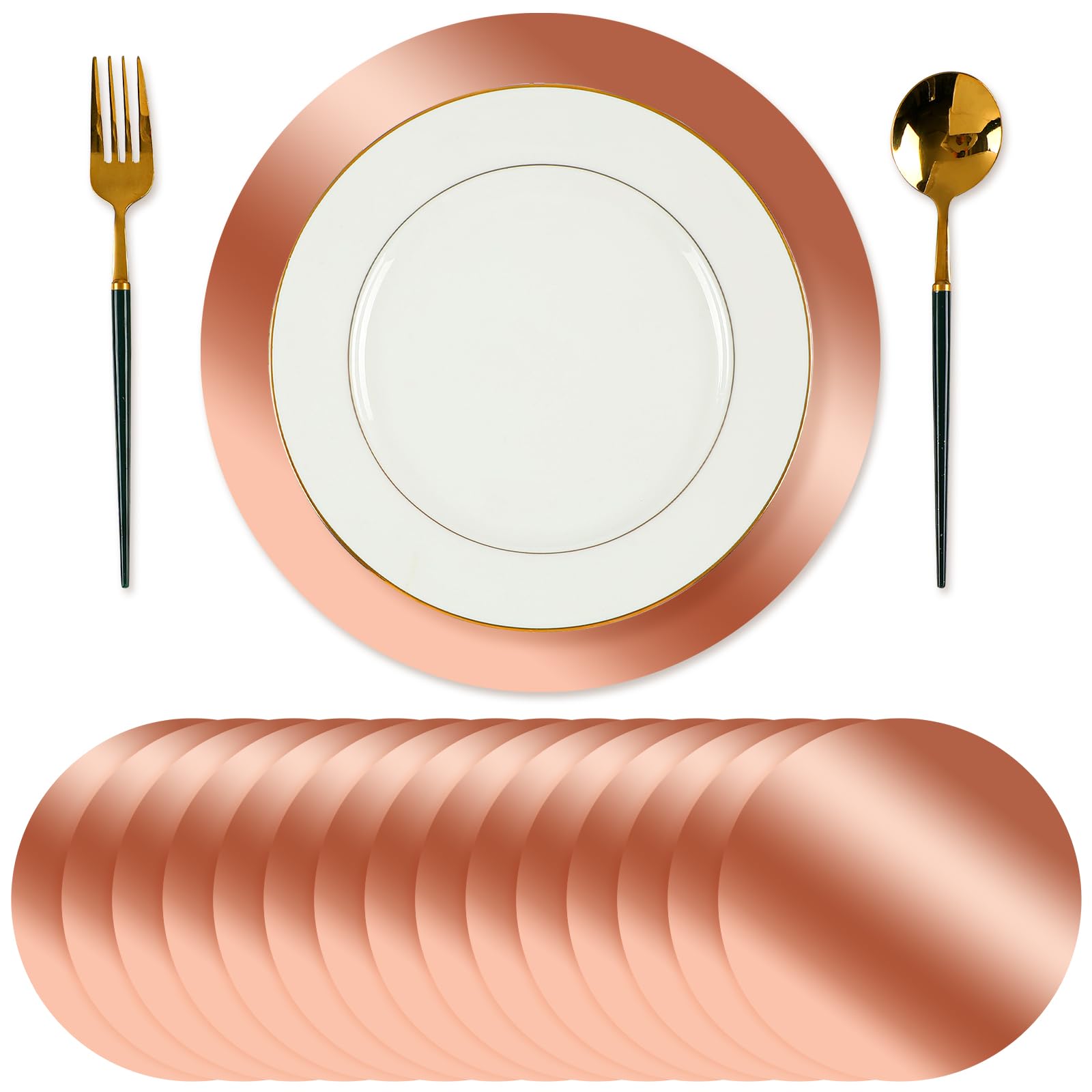 Tioncy 50 Pcs Rose Gold Round Paper Placemats Decorative Disposable Placemats Table Mats for Dining Wedding Table Decoration Hom