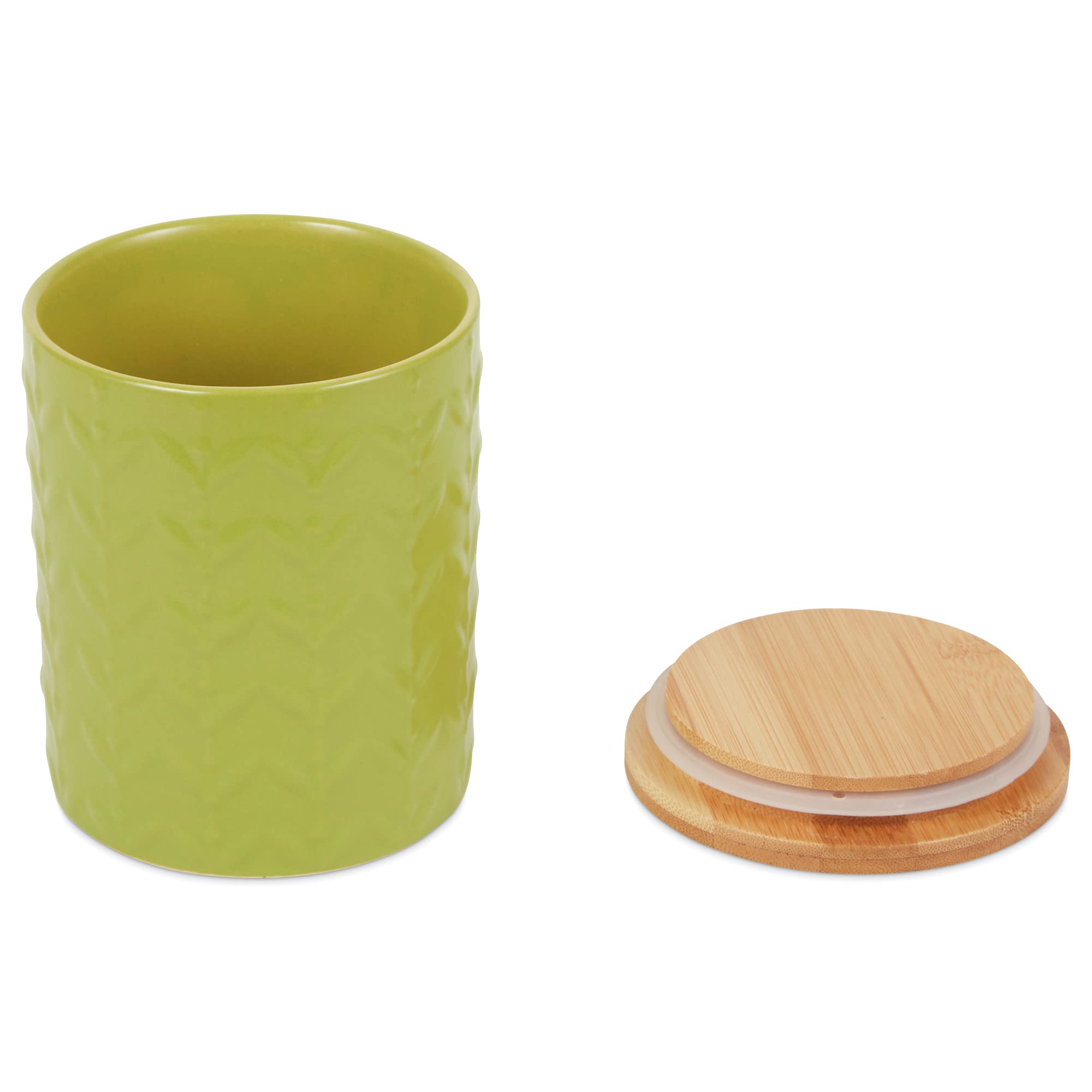 AVOCADO MATTE RETRO VINE TEXTURE CERAMIC CANISTER SET/3