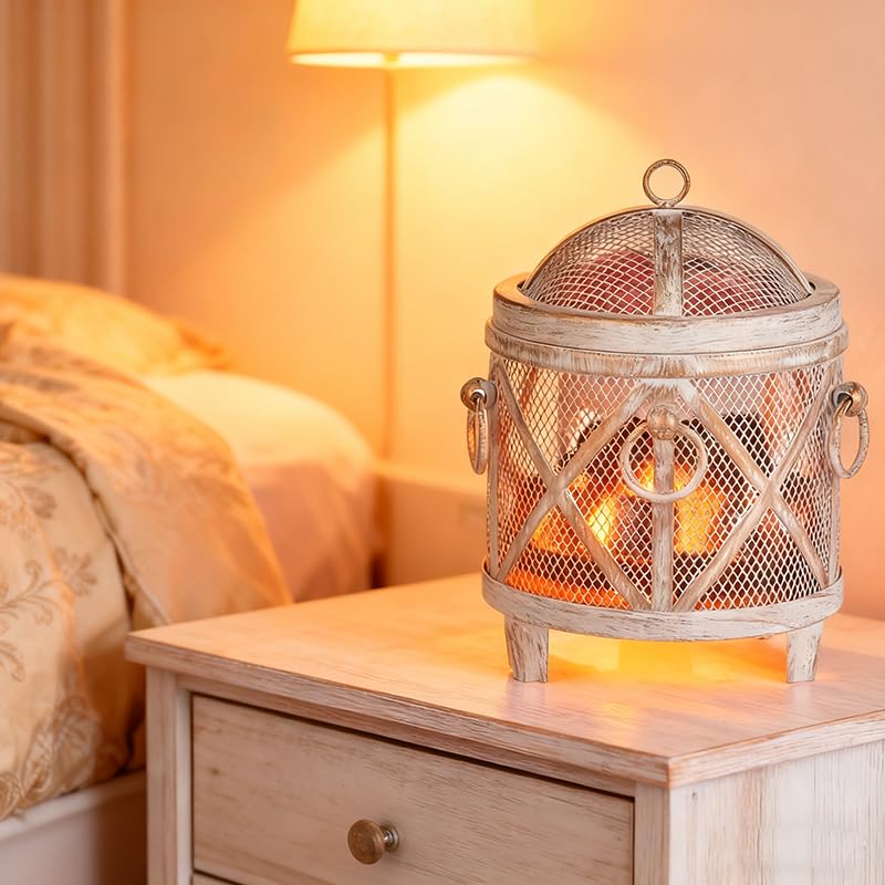 Dicimi Rustic Electric Wax Warmer, Fireplace Style Candle Warmer with Timer, 4-in-1 Wax Melt Warmer for Scented Wax/Oils/Wax Mel