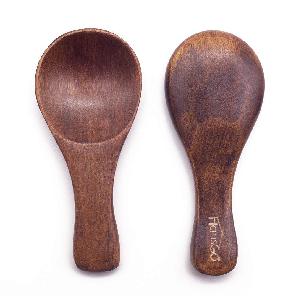 Hansgo Small Wooden Spoon, 10Pcs 3 Inches Ice Cream Salt Spoon Honey Coffee Tea Sugar Salt Jam Mustard Spoons